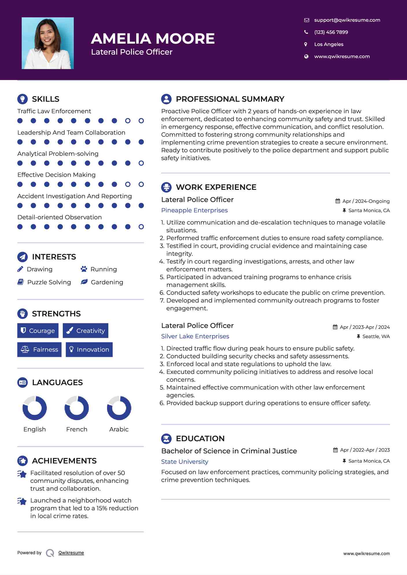 Lateral Police Officer Resume Sample