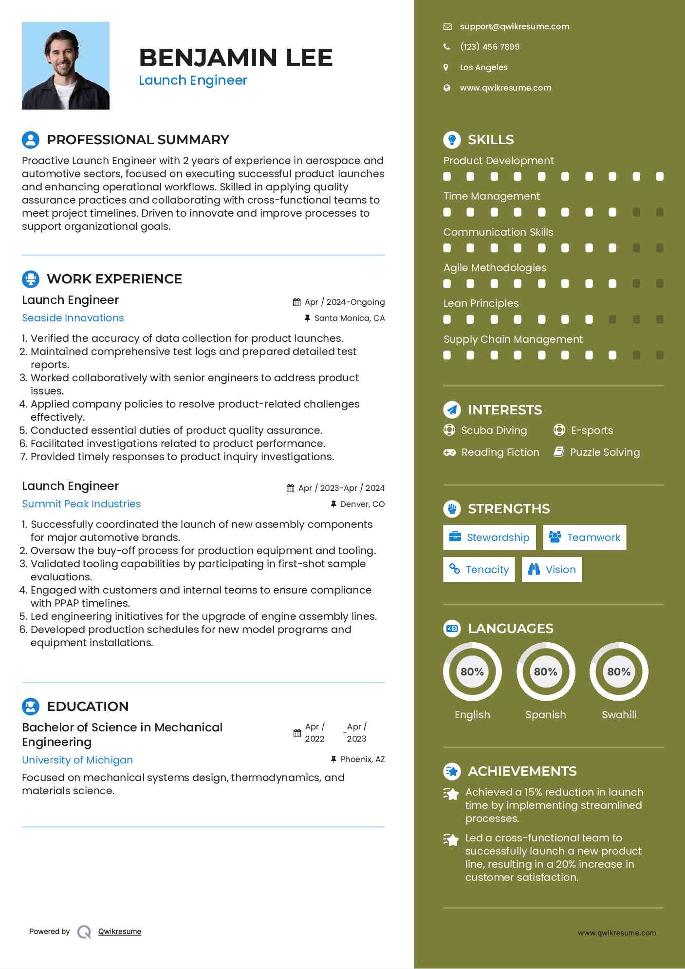 Launch Engineer Resume Sample