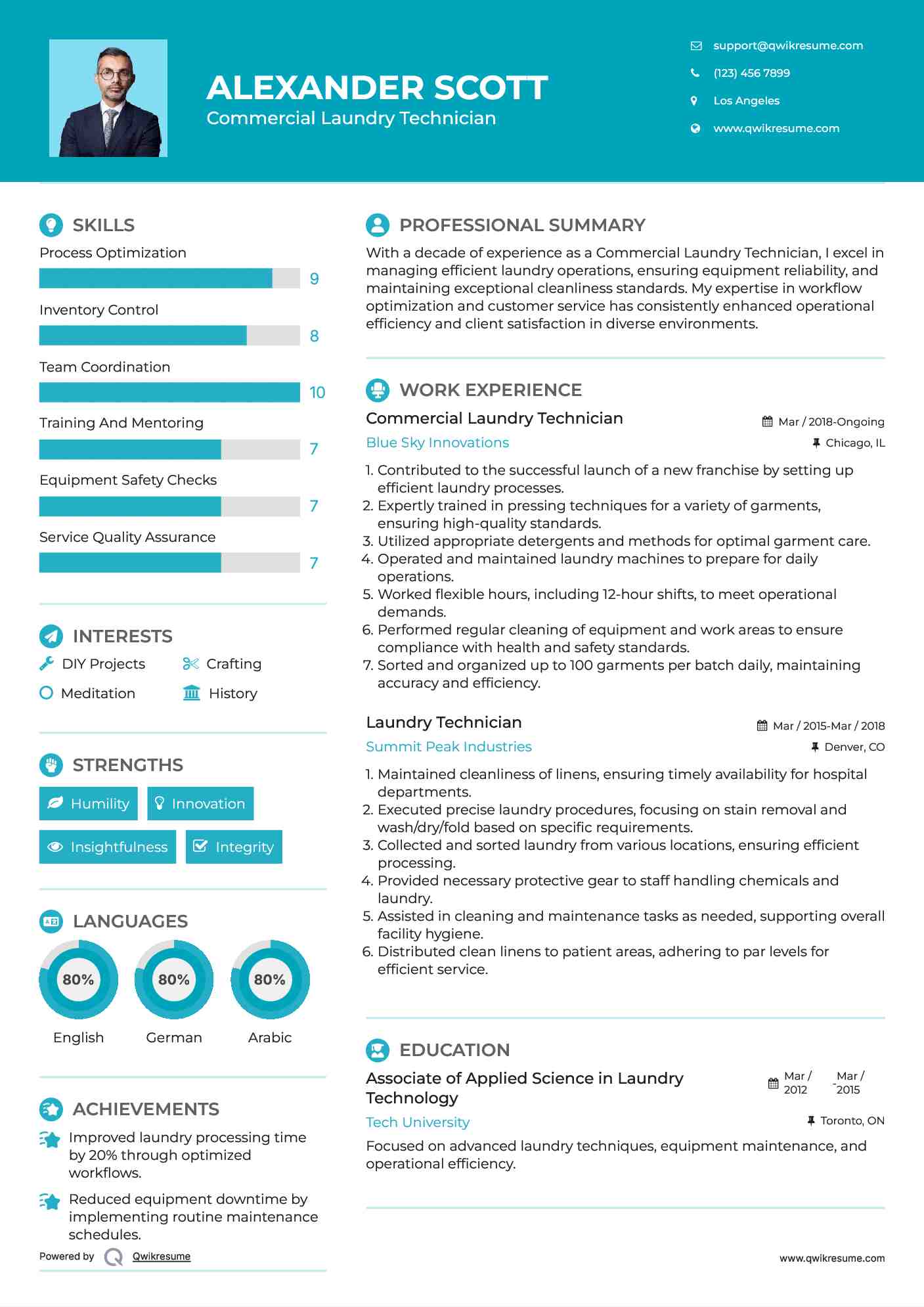 Commercial Laundry Technician Resume Format