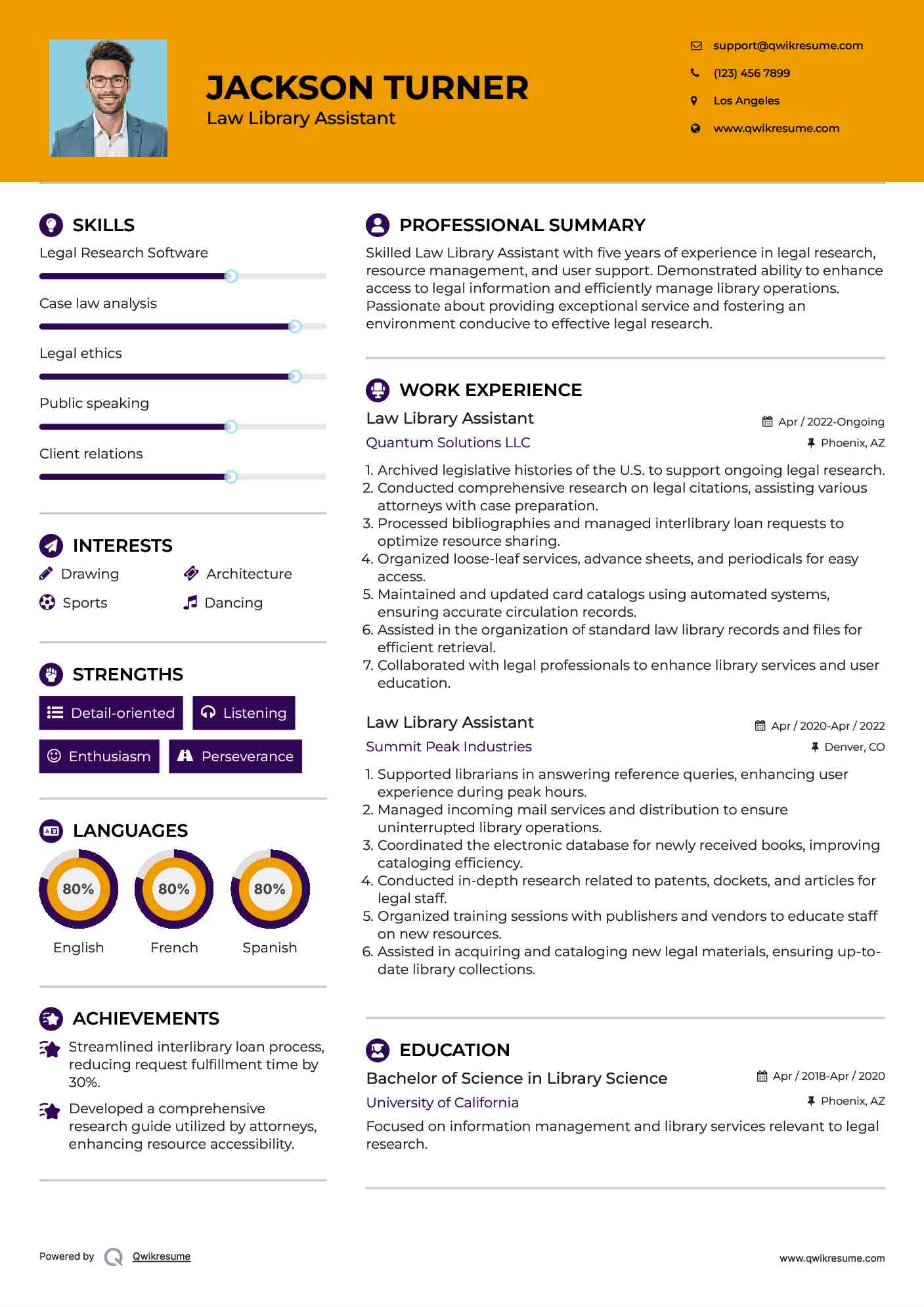Law Library Assistant Resume Template