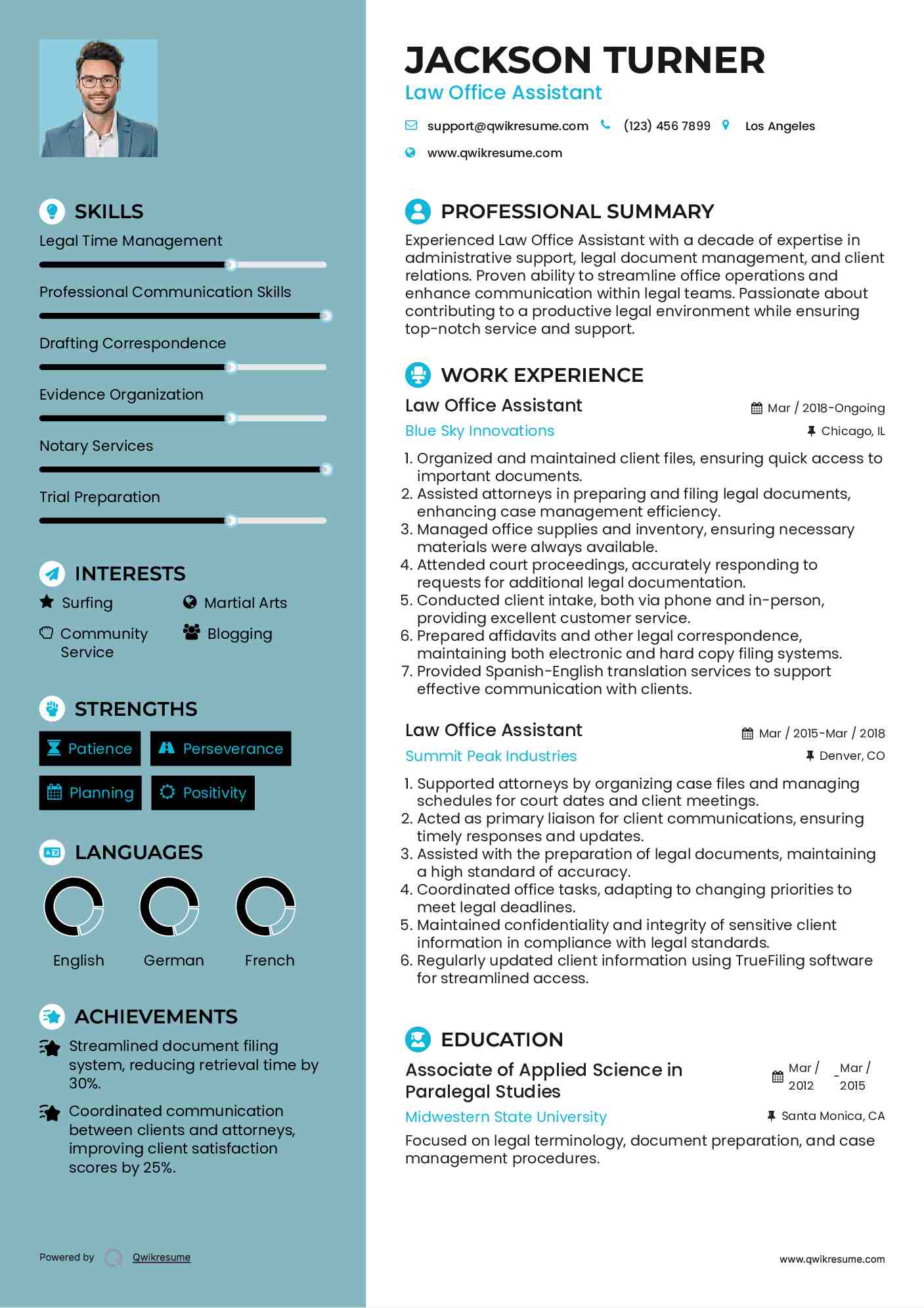 Law Office Assistant  Resume Sample