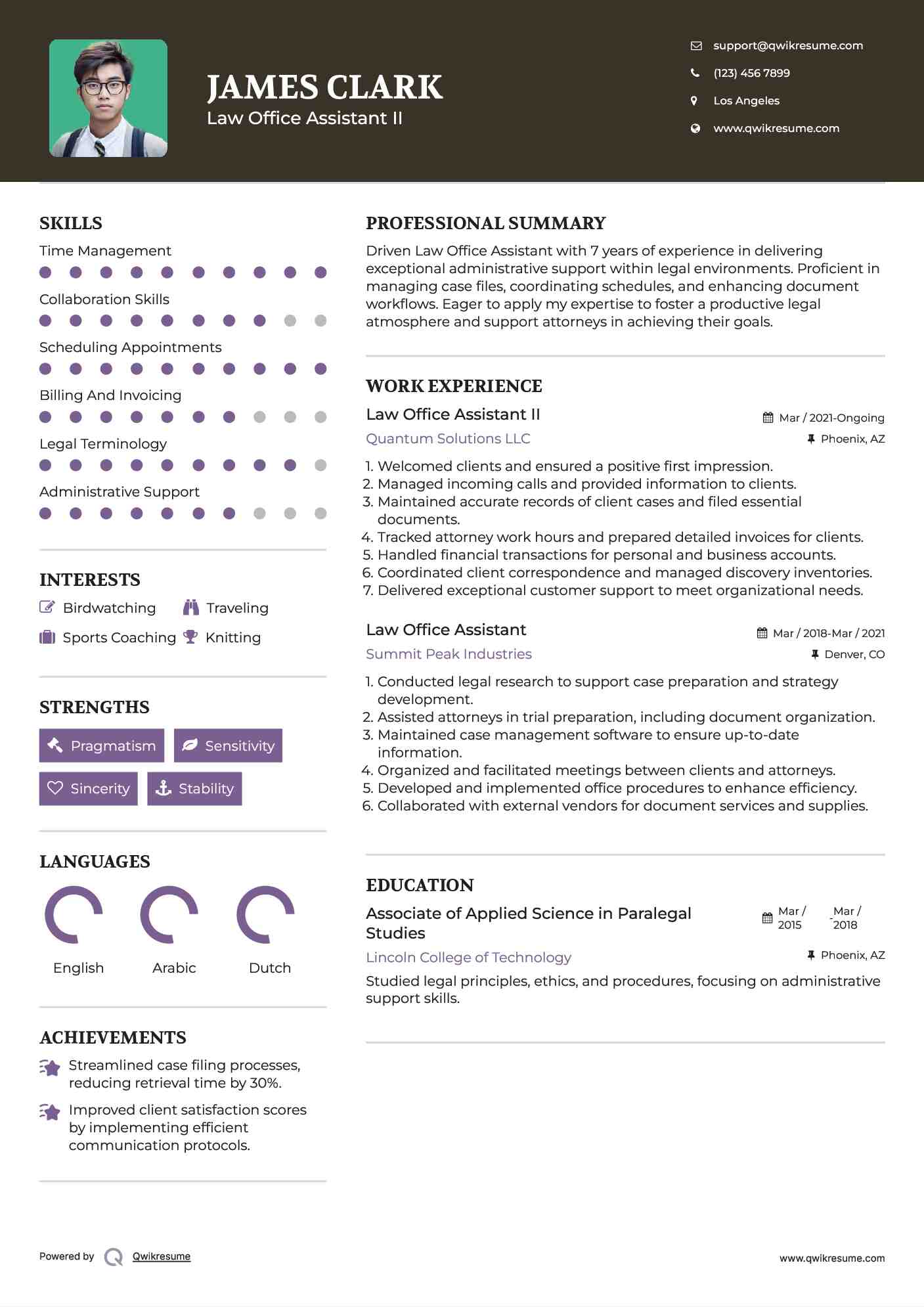 Law Office Assistant  II Resume Model