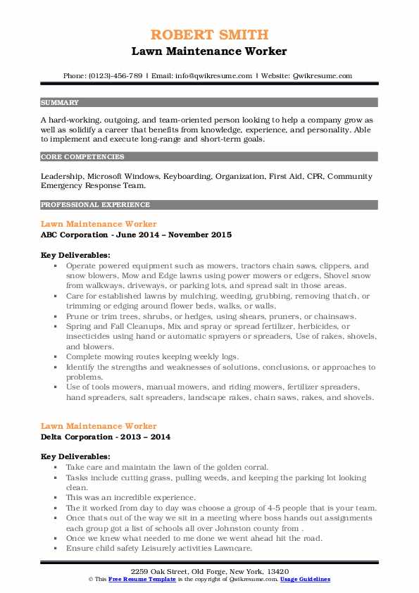 Lawn Maintenance Worker Resume Samples QwikResume