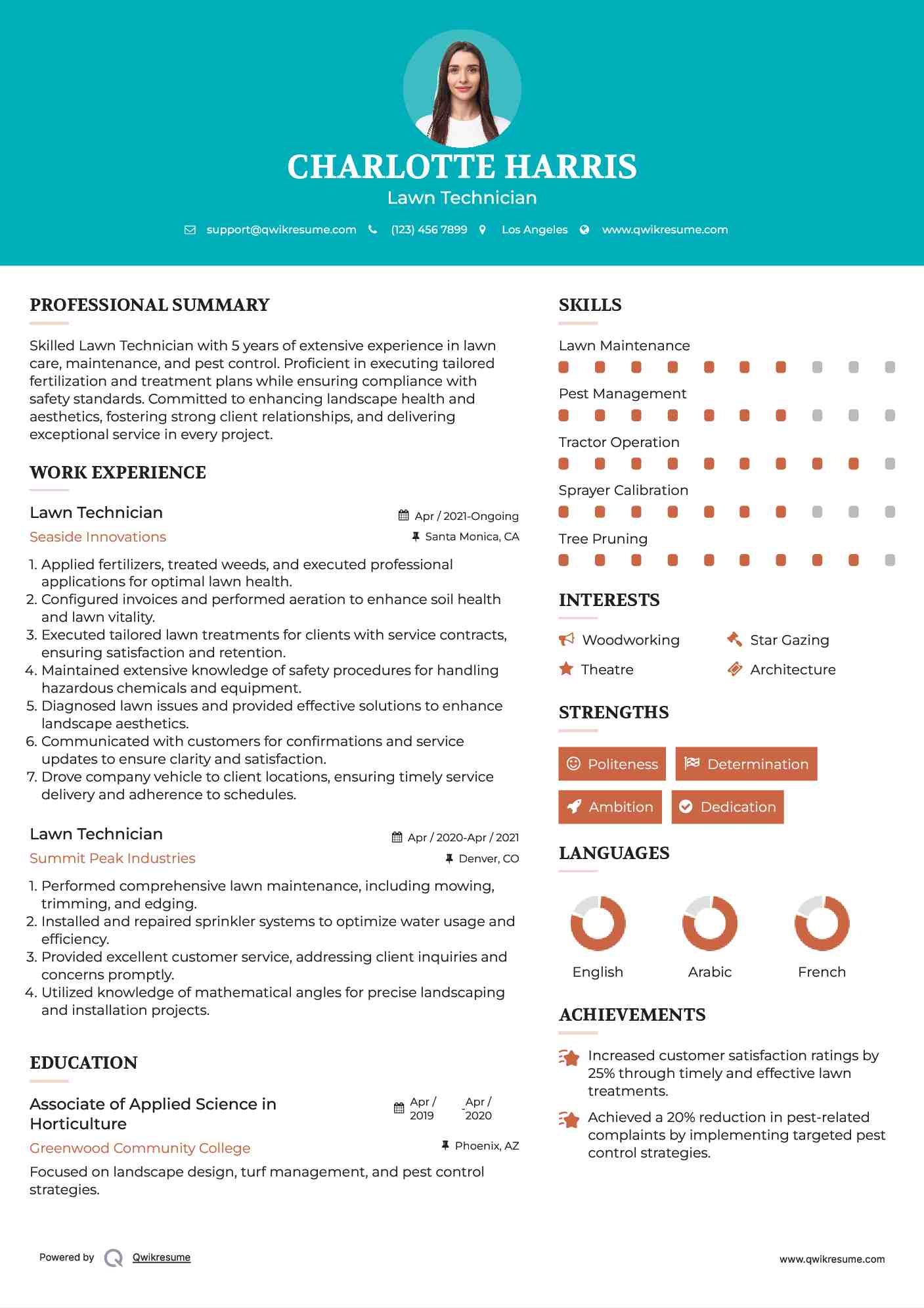 Lawn Technician Resume Template
