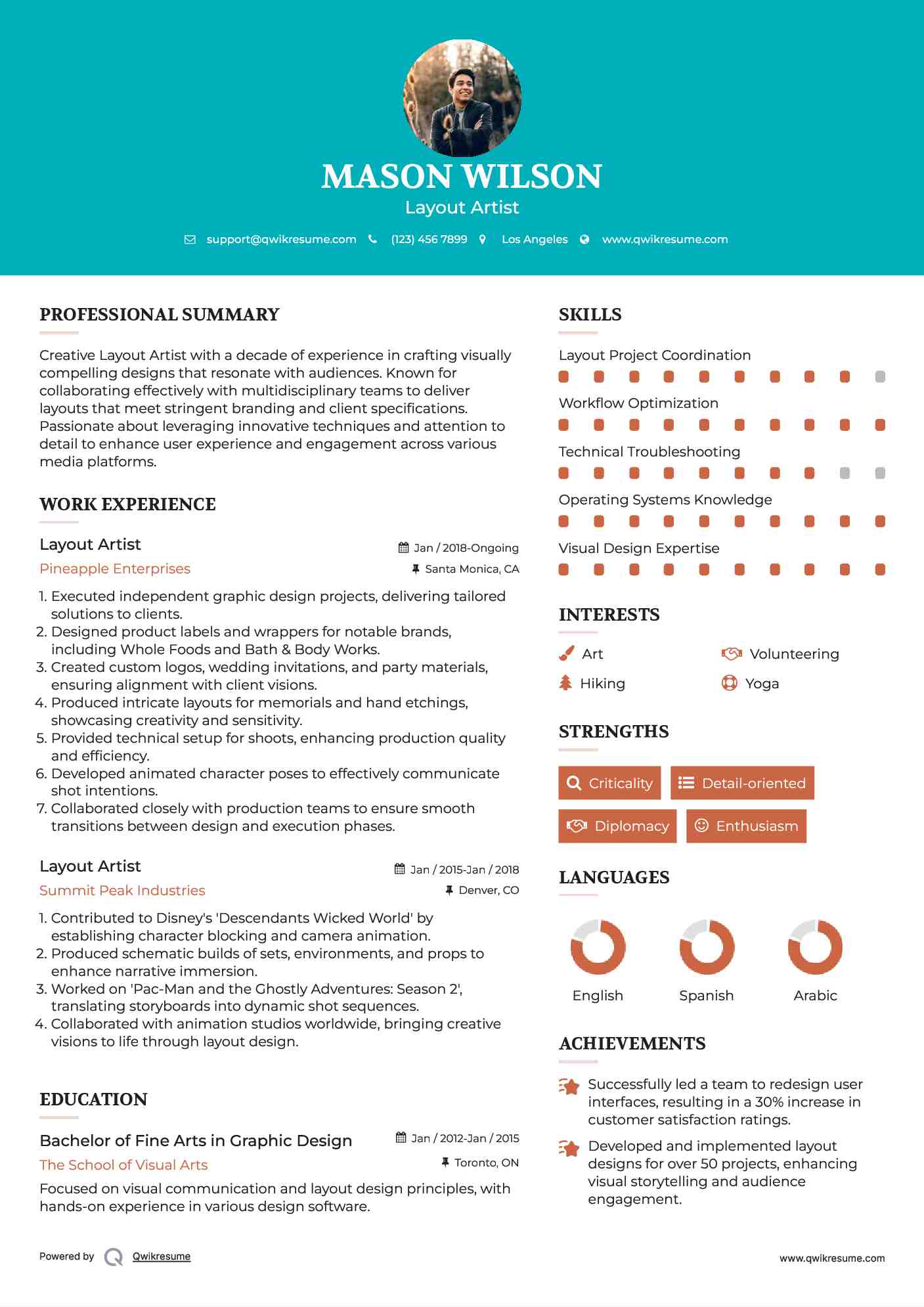 Layout Artist Resume Template