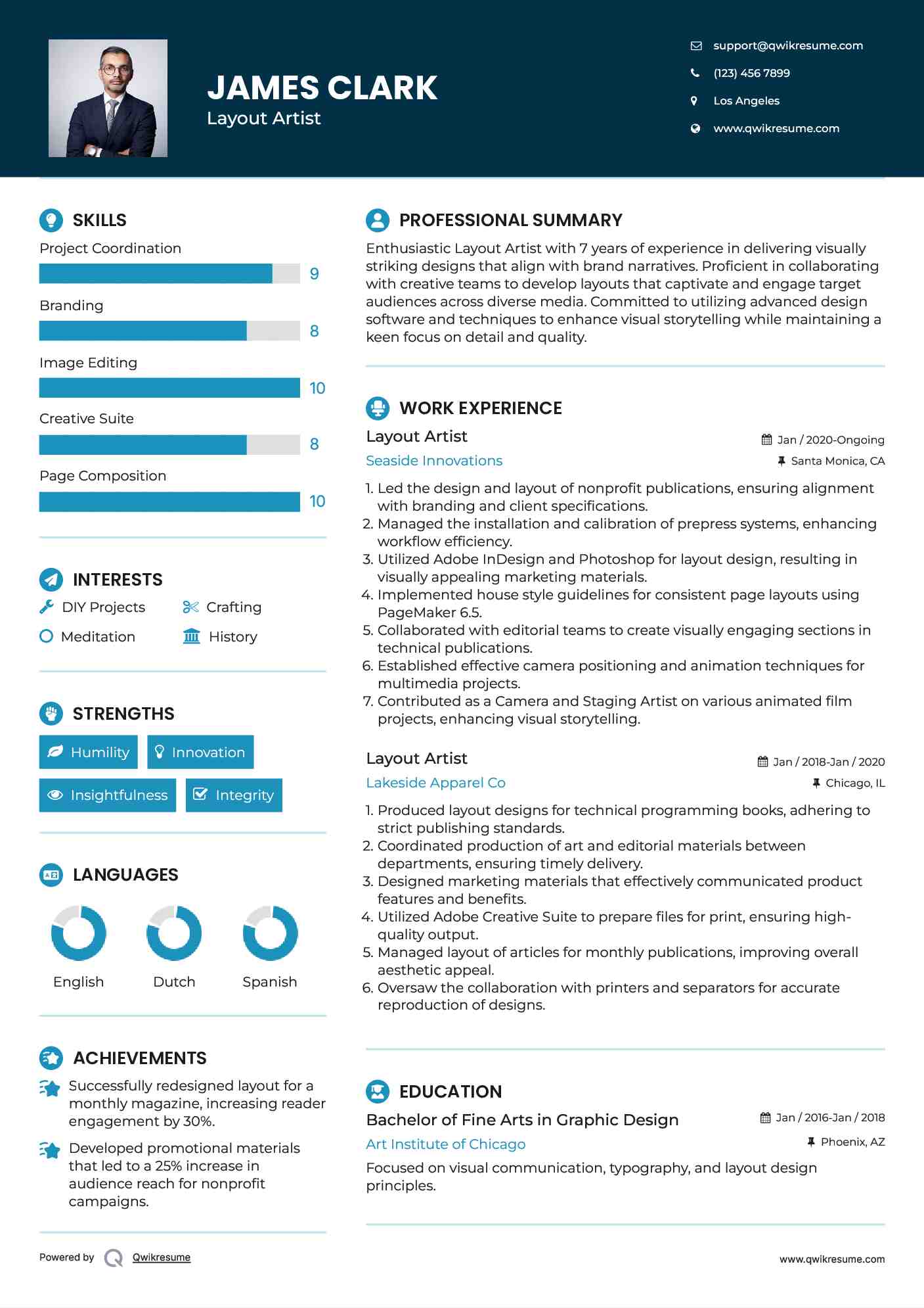 Layout Artist Resume Model