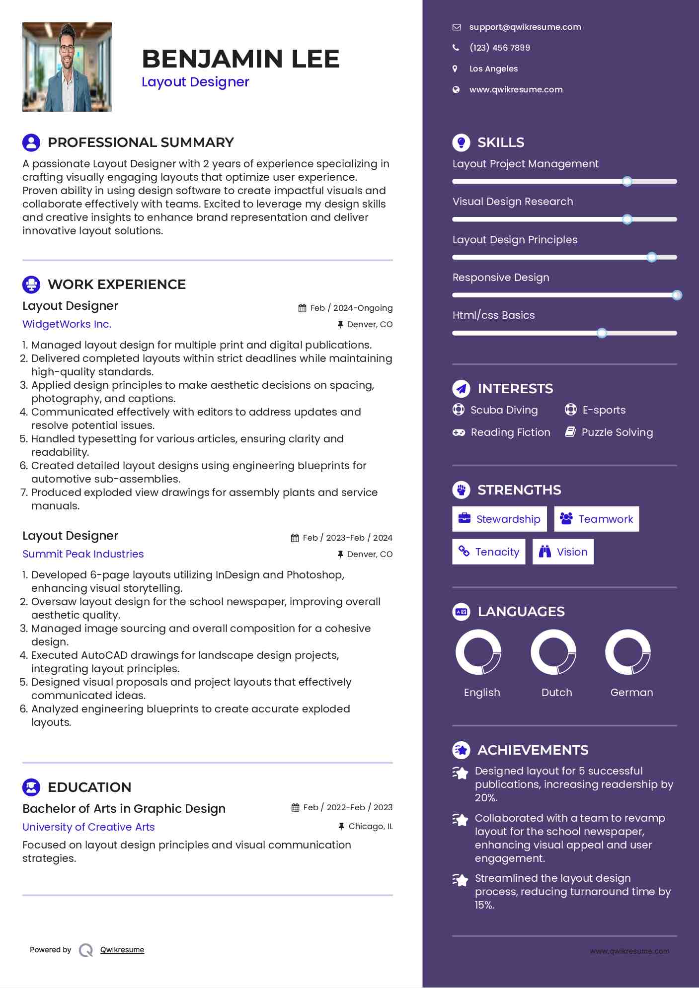Layout Designer Resume Format