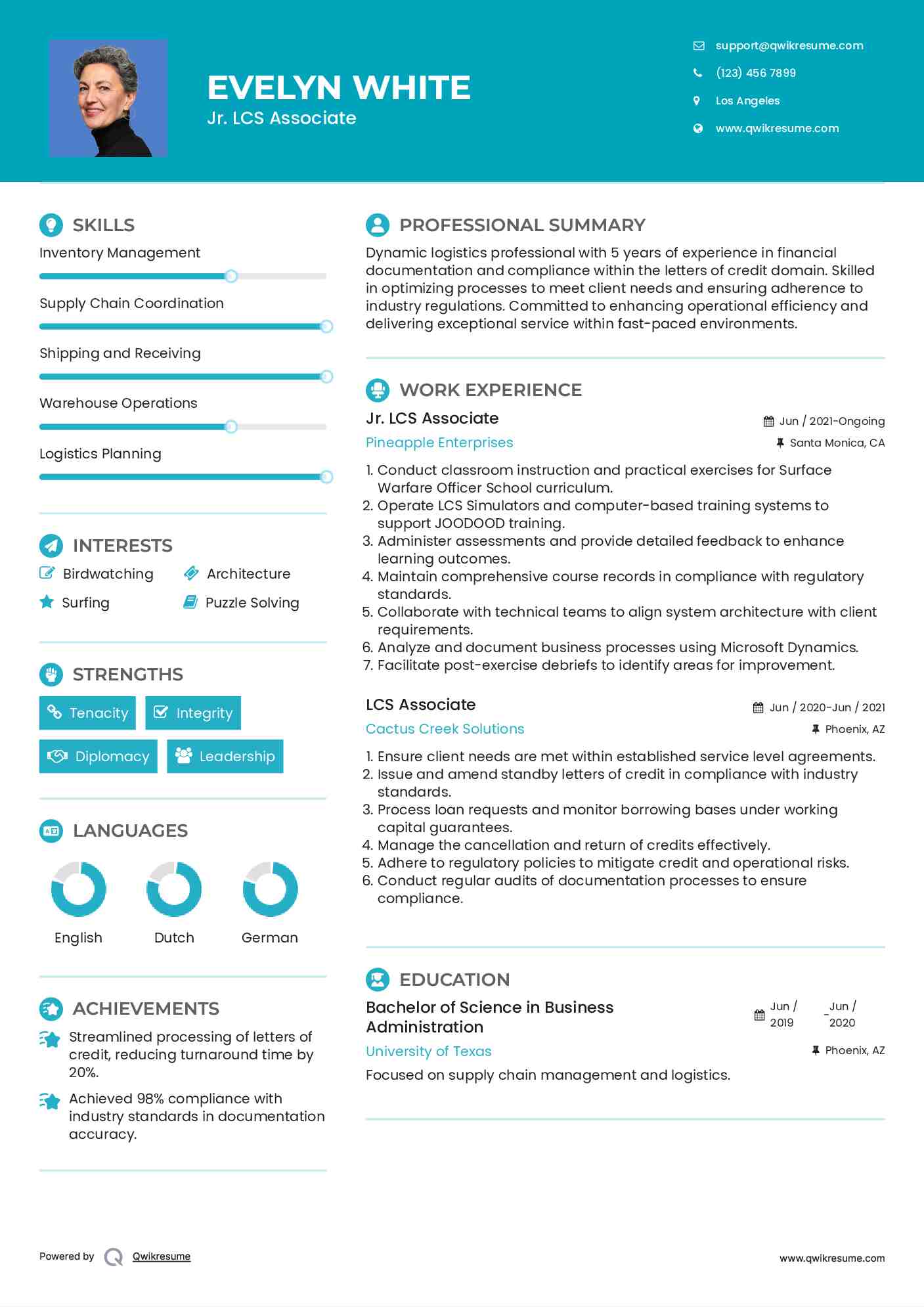 Jr. LCS Associate Resume Sample