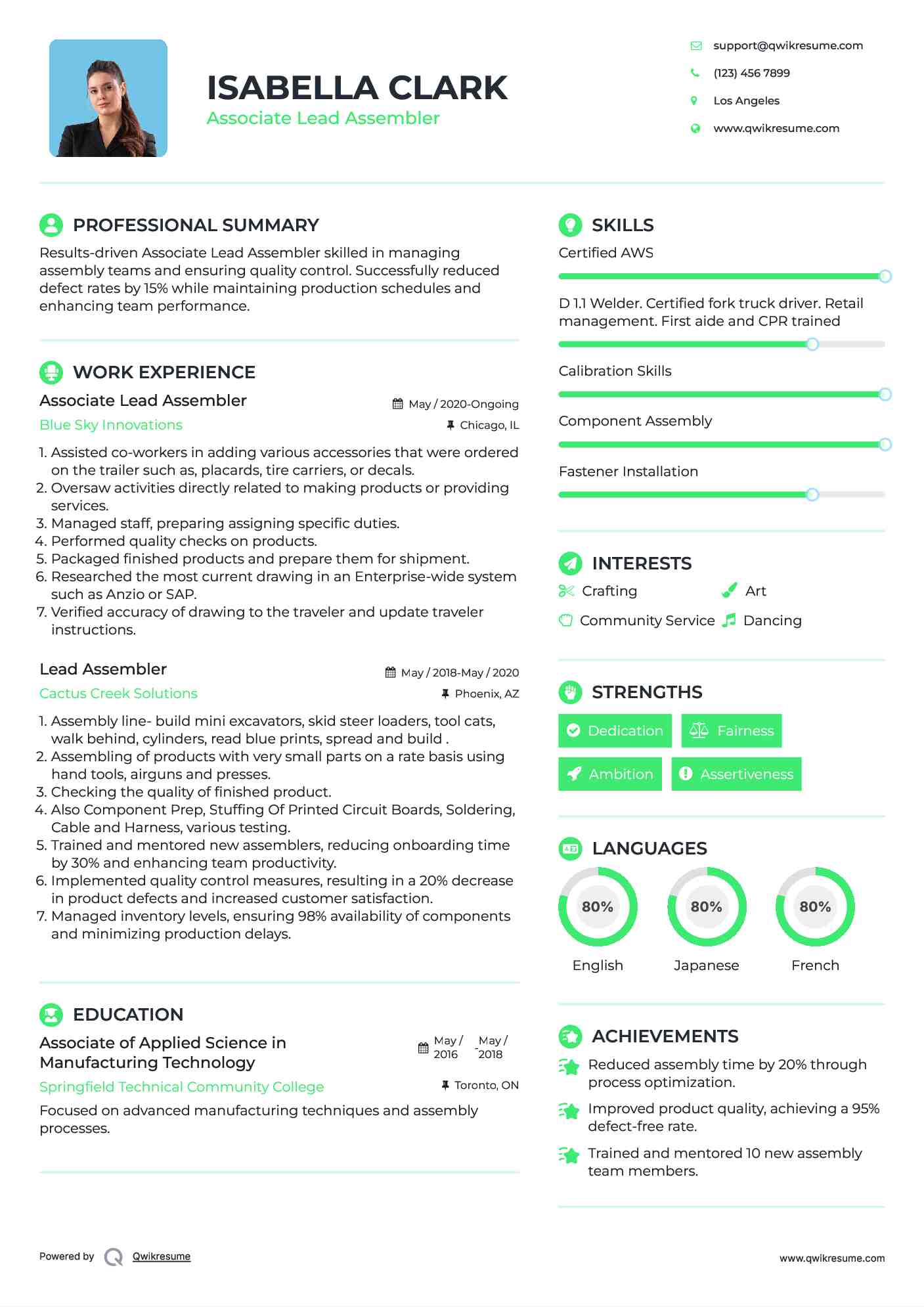 Assembler Resume Samples QwikResume - Lead Assembler 1586275997 Pdf 