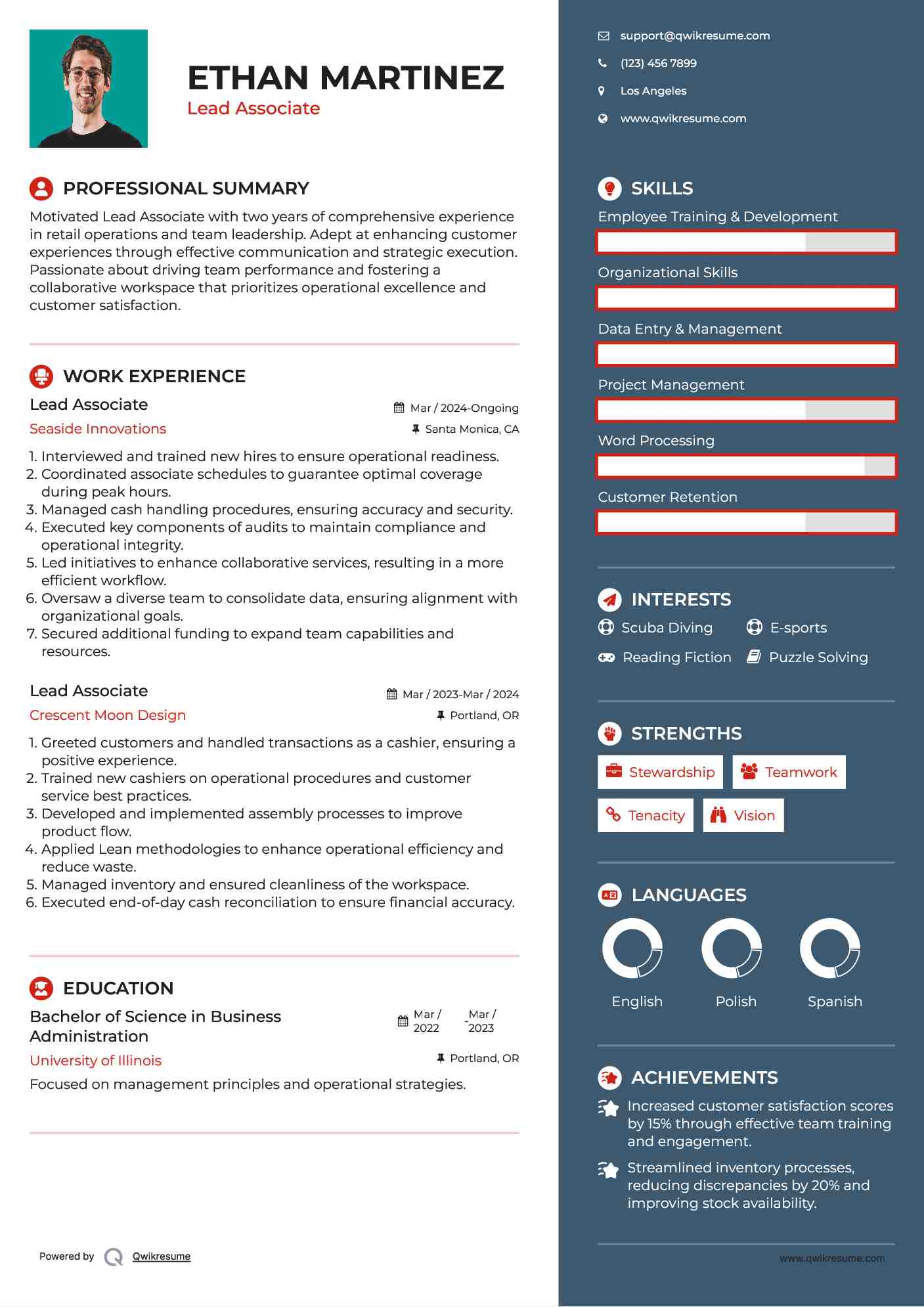 Lead Associate Resume Model