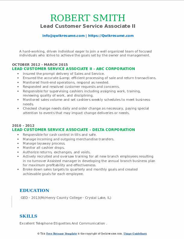 Lead Customer Service Associate - Lead Customer Service Associate 1586498458 Pdf 