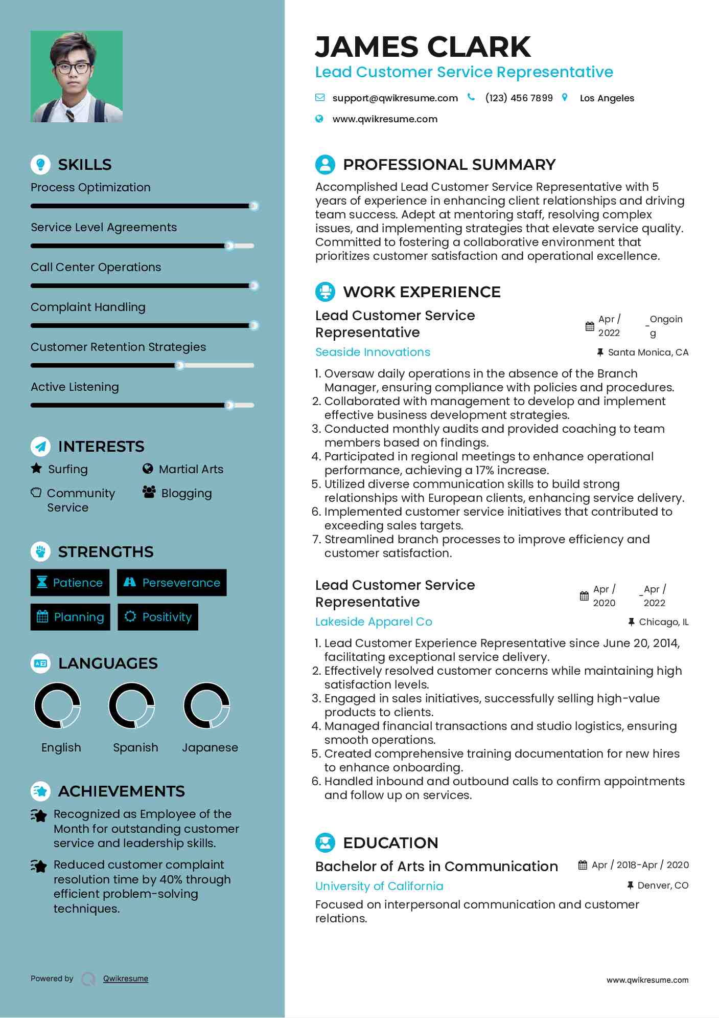 Lead Customer Service Representative Resume Template