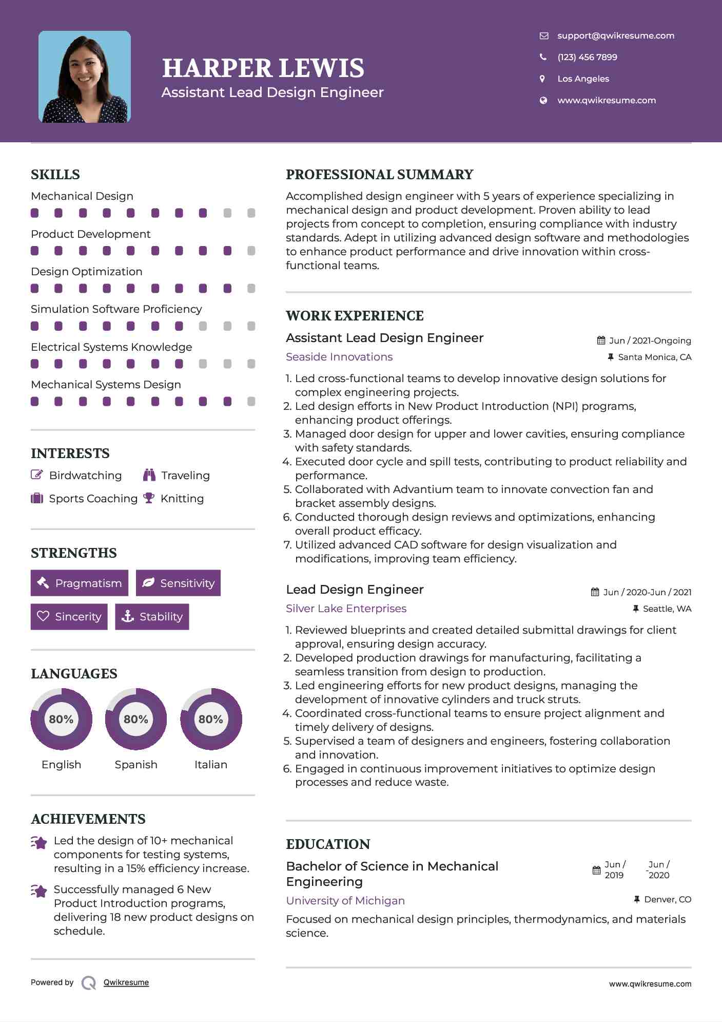 Lead Design Engineer Resume Samples QwikResume