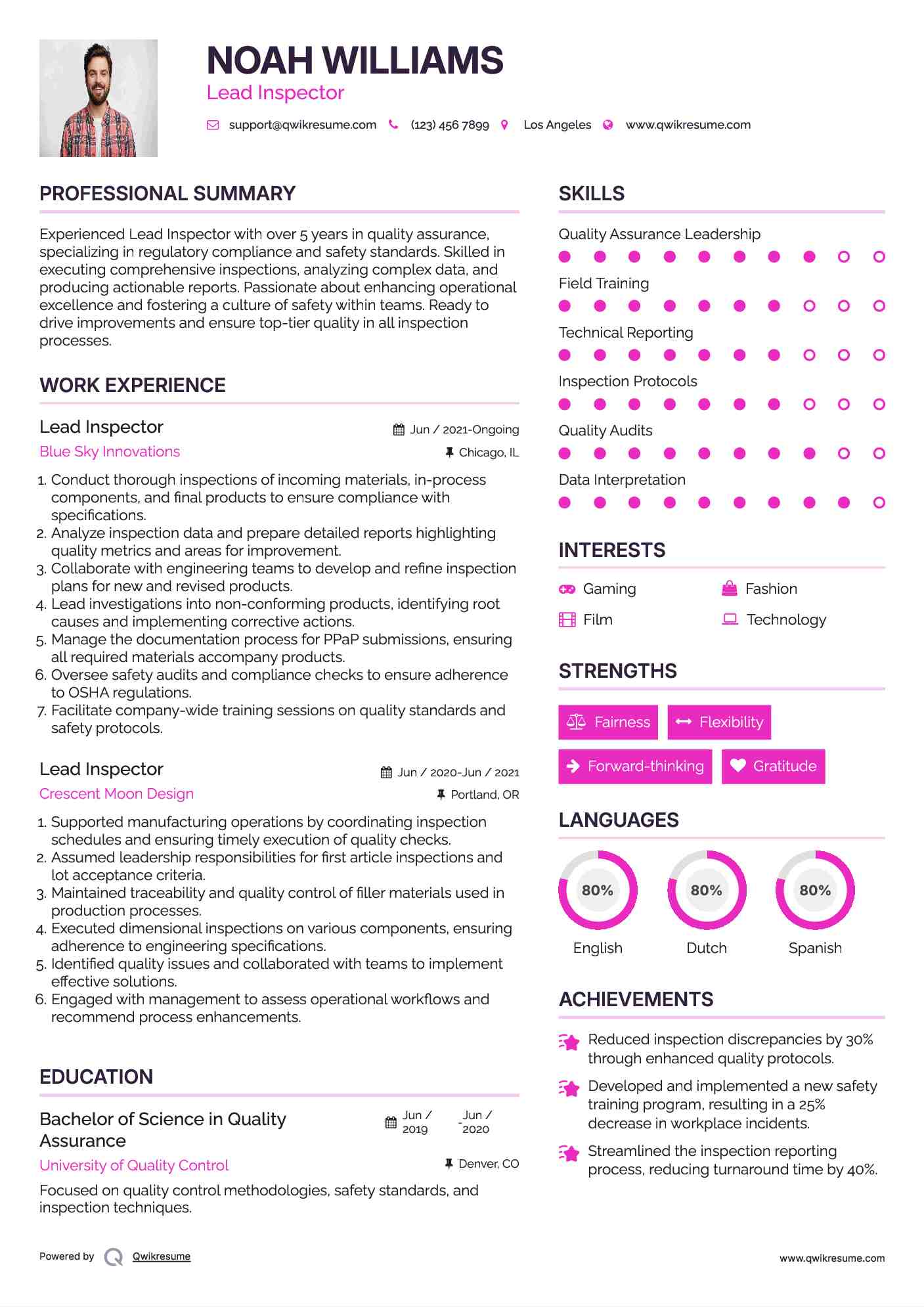 Lead Inspector Resume Template