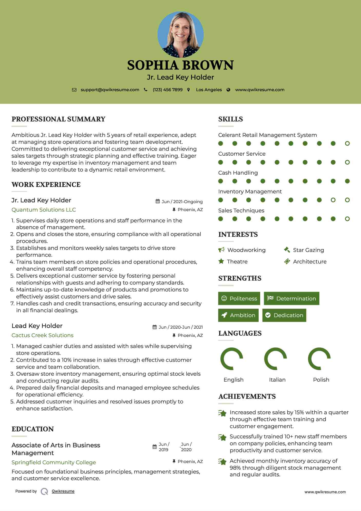 Lead Key Holder Resume Samples QwikResume