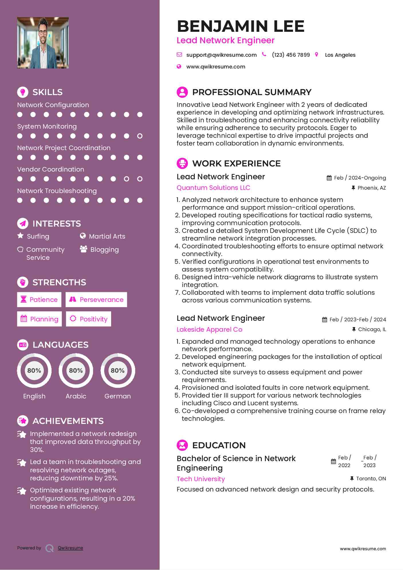 Lead Network Engineer Resume Samples QwikResume