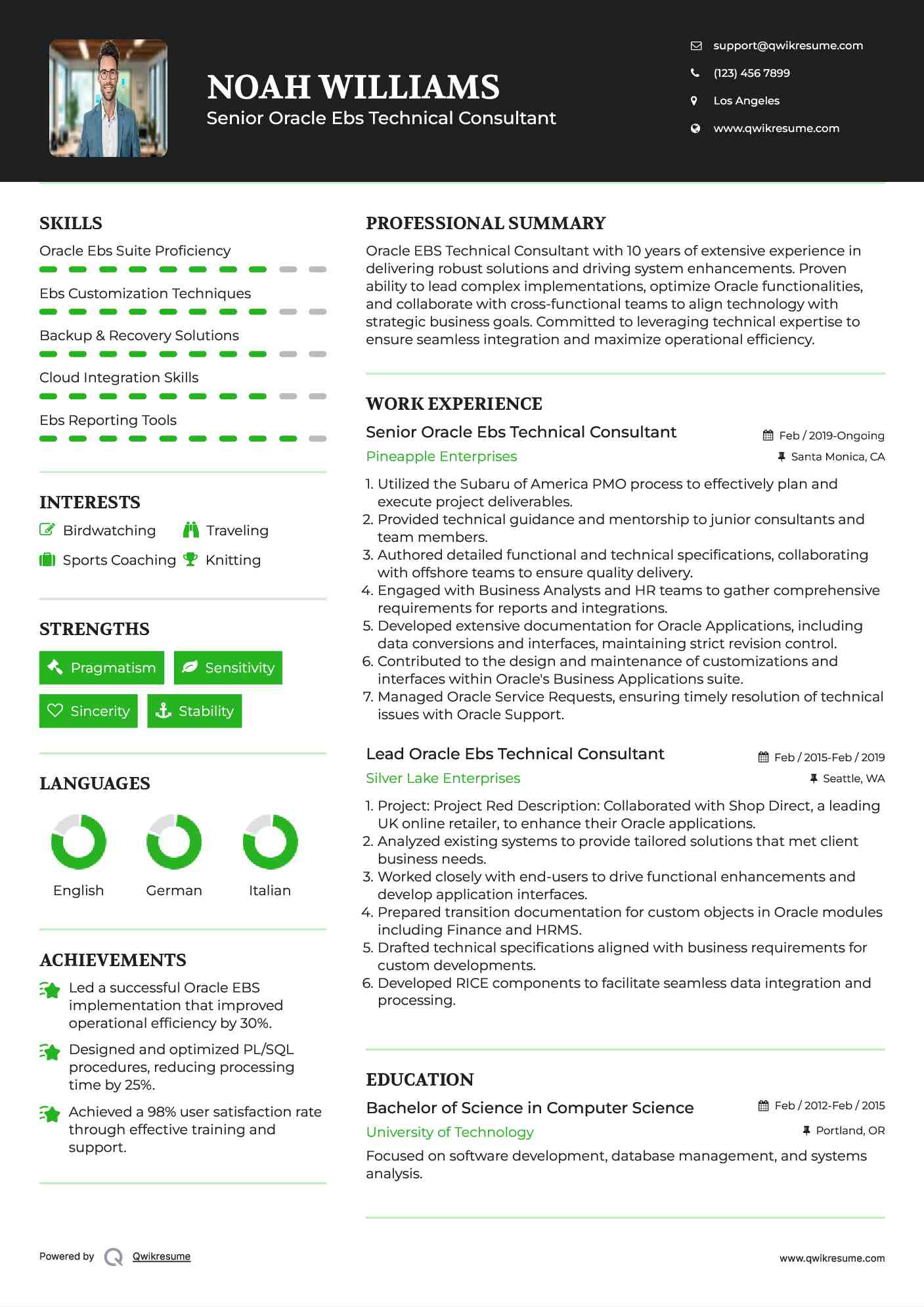 Senior Oracle Ebs Technical Consultant Resume Template