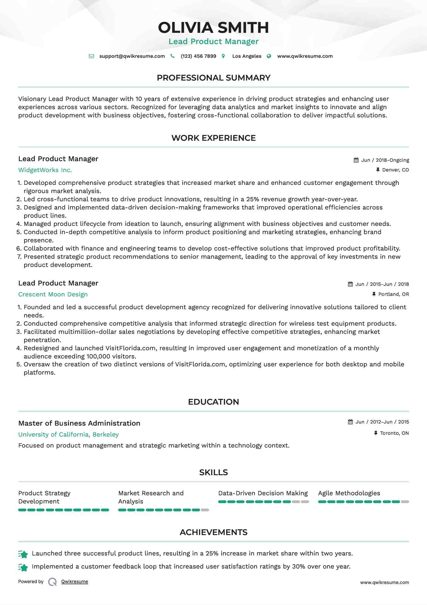 Lead Product Manager Resume Samples - Lead Product Manager 1617018012 Pdf