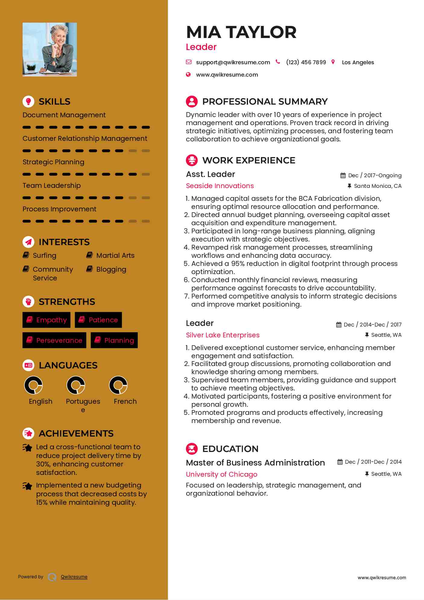 10 Leader Resume Samples amp Templates - Leader 1571909270 Pdf 