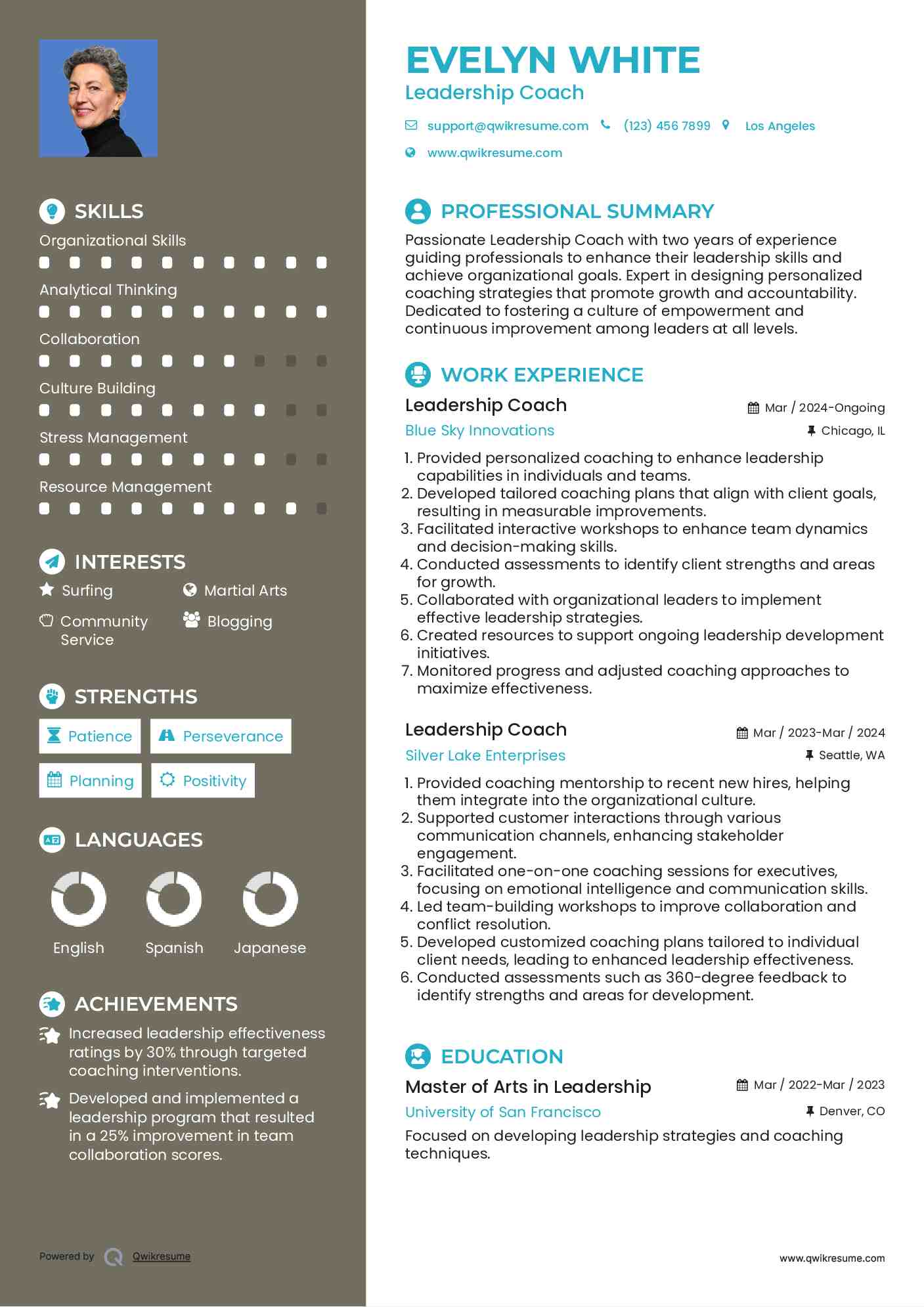 Leadership Coach Resume Template