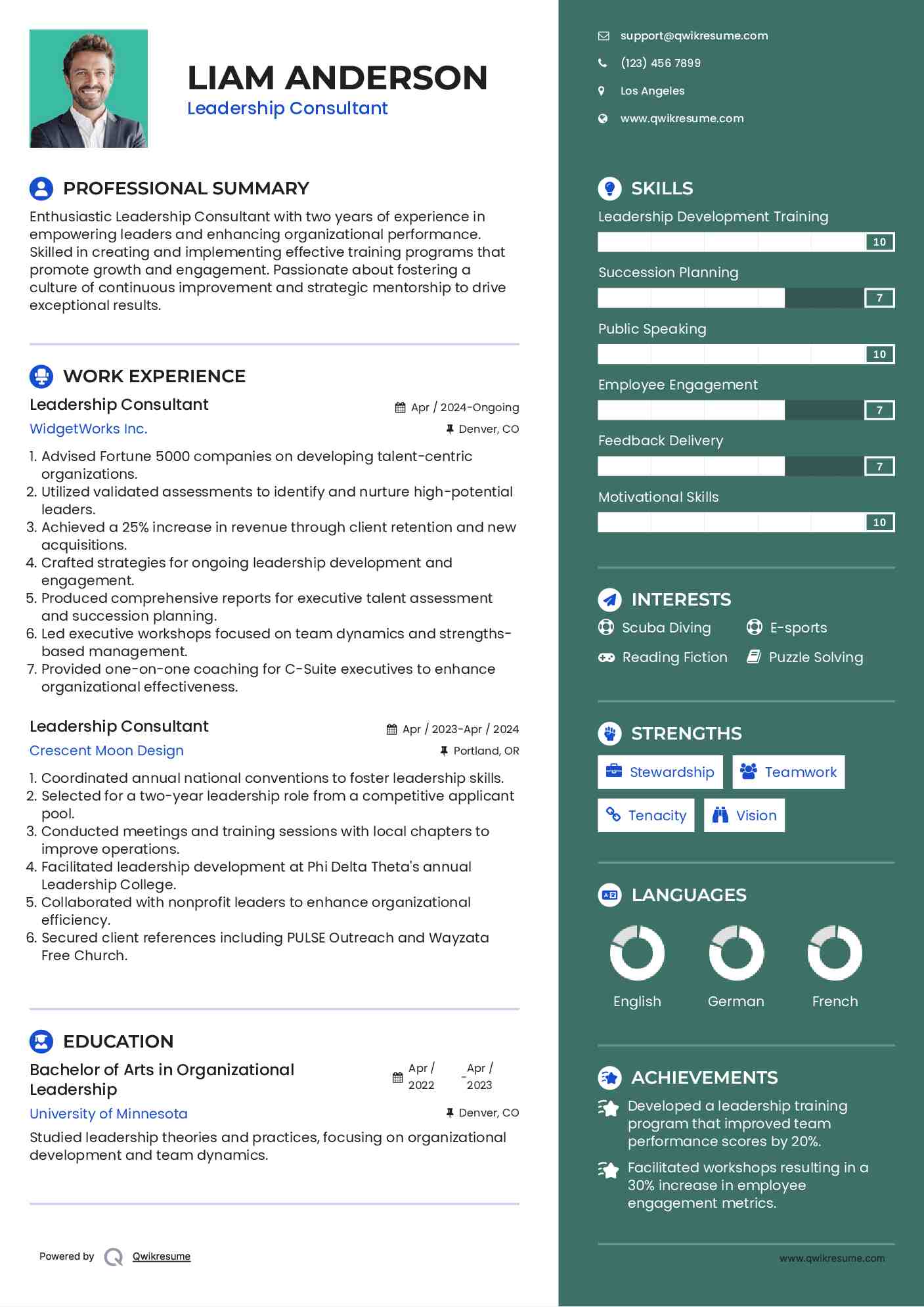Leadership Consultant Resume Template