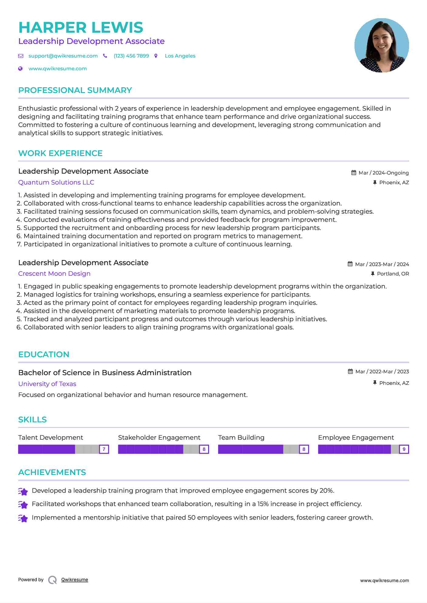 Leadership Development Associate Resume Template