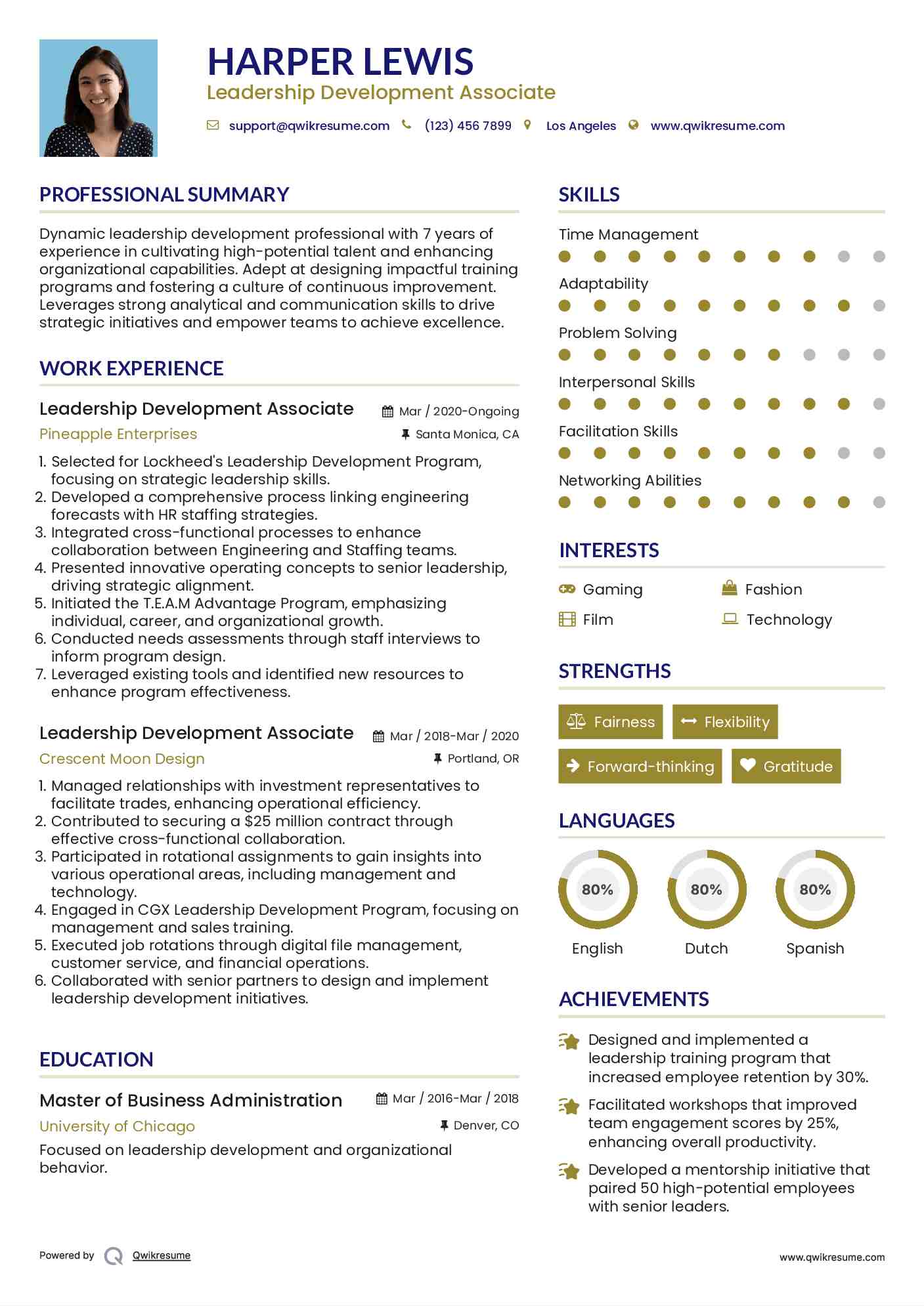 Leadership Development Associate Resume Template