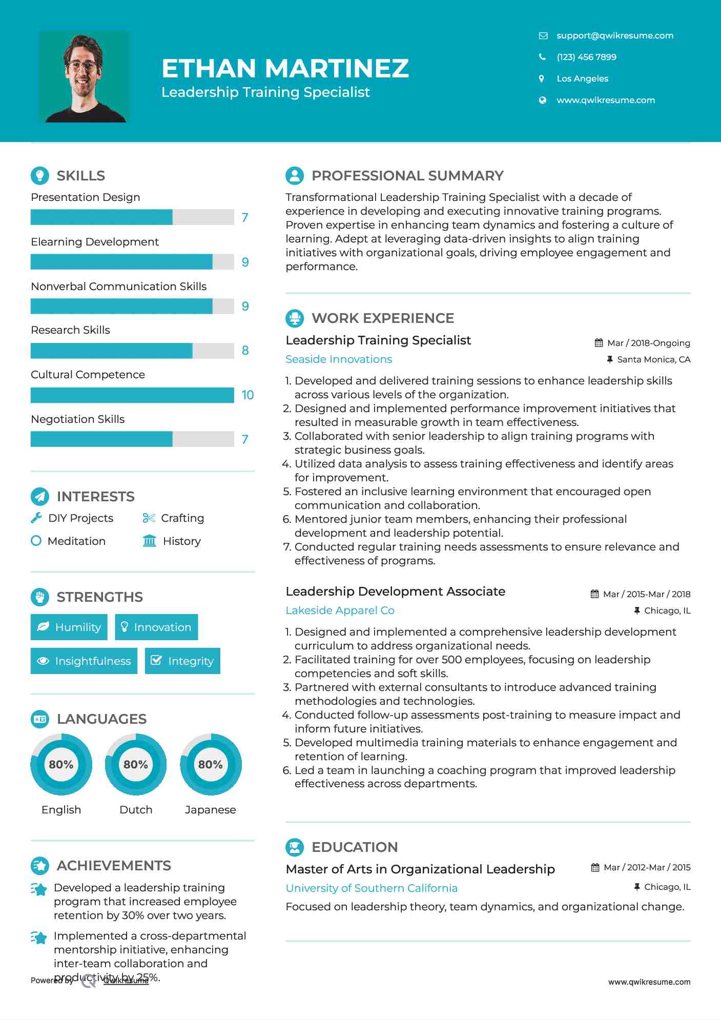 Leadership Training Specialist Resume Model