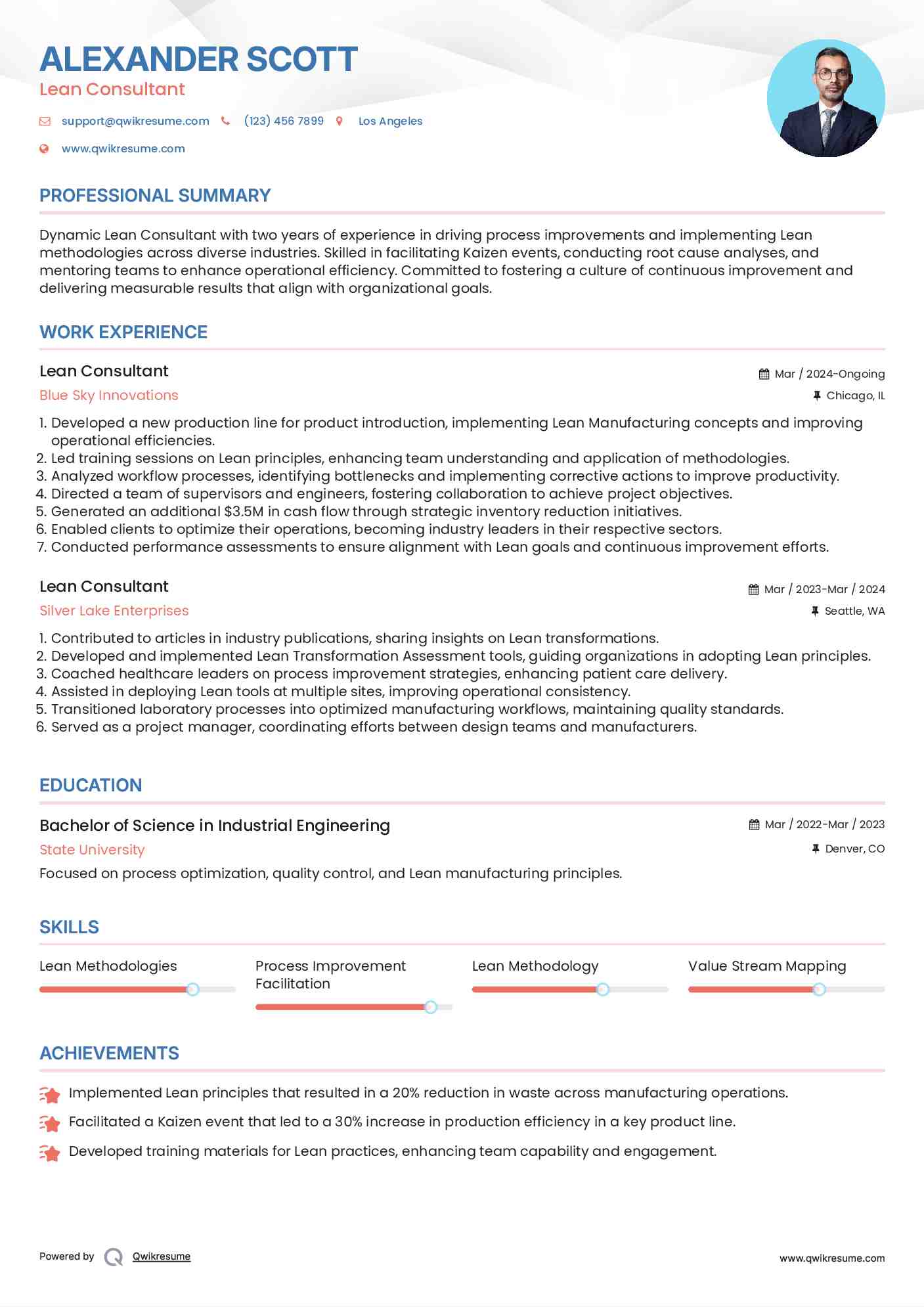 Lean Consultant Resume Format