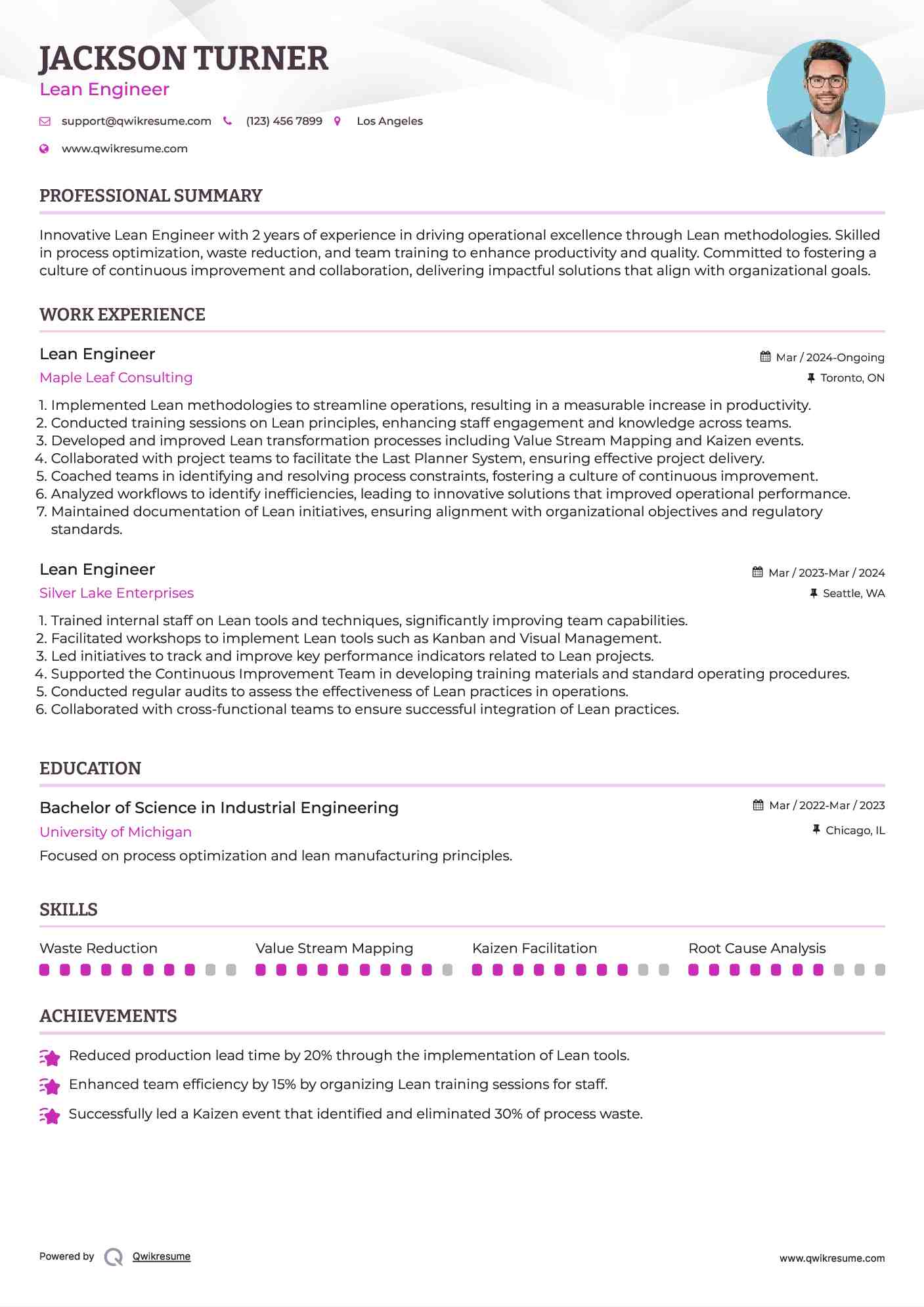 Lean Engineer Resume Model
