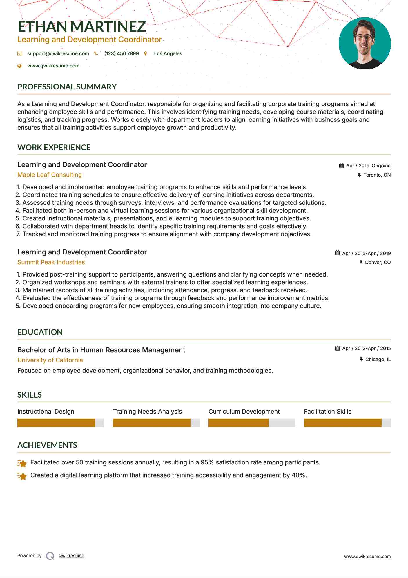 Learning and Development Coordinator Resume Template