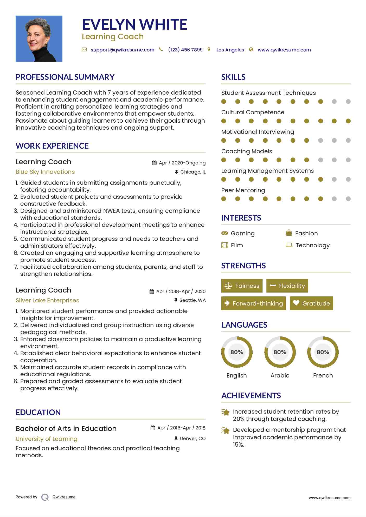 Learning Coach Resume Model