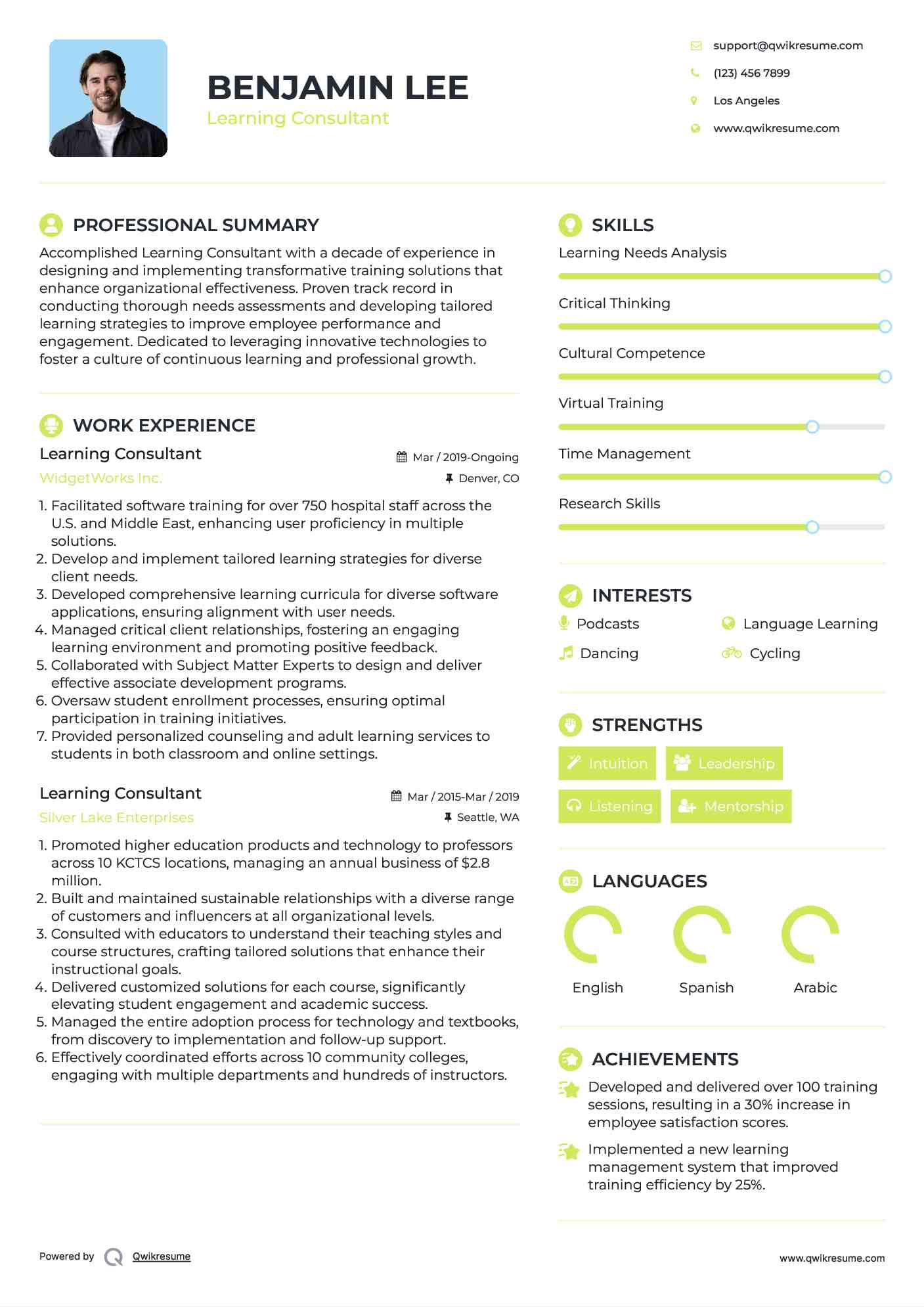 Learning Consultant Resume Format