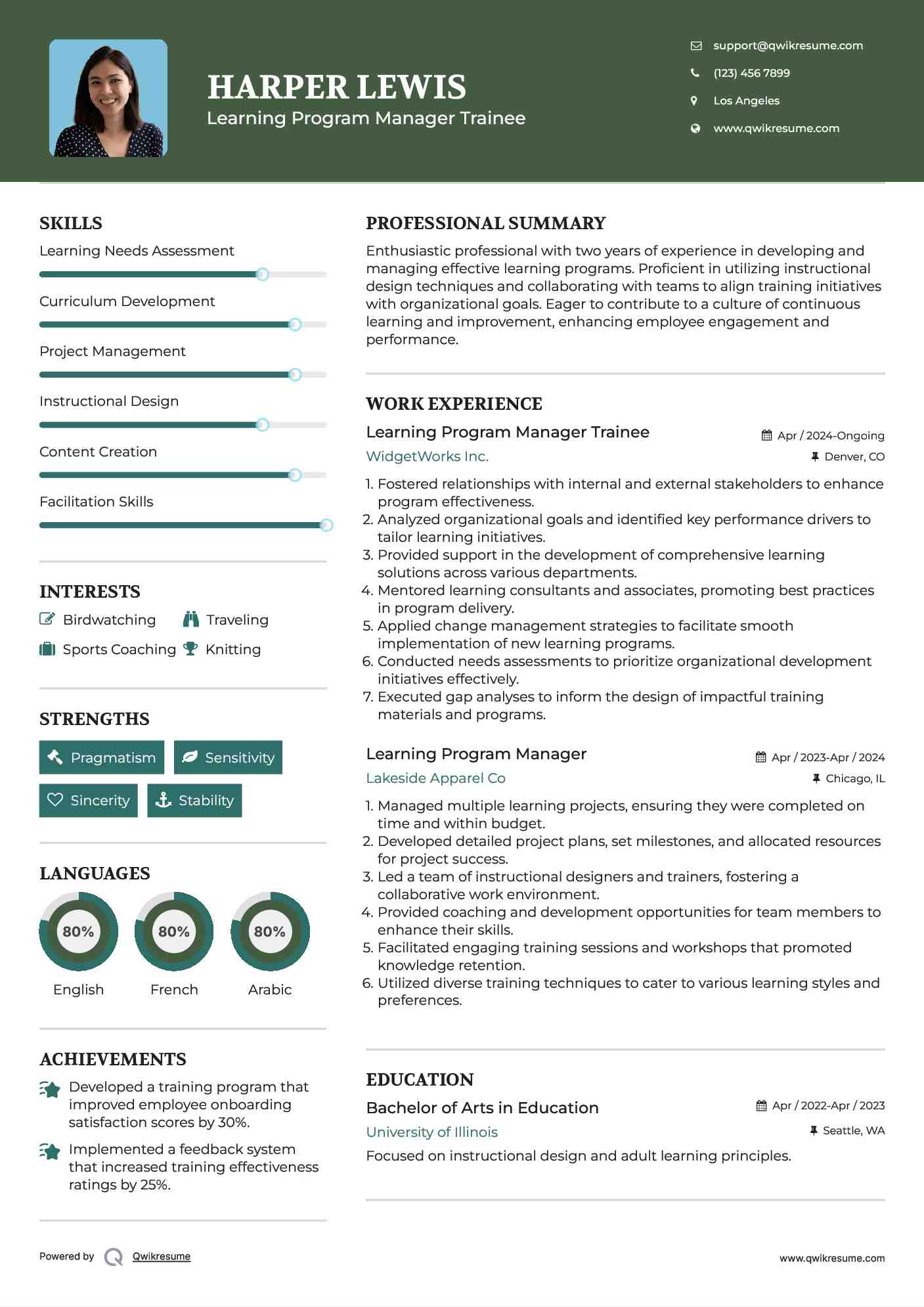 Learning Program Manager Trainee Resume Format