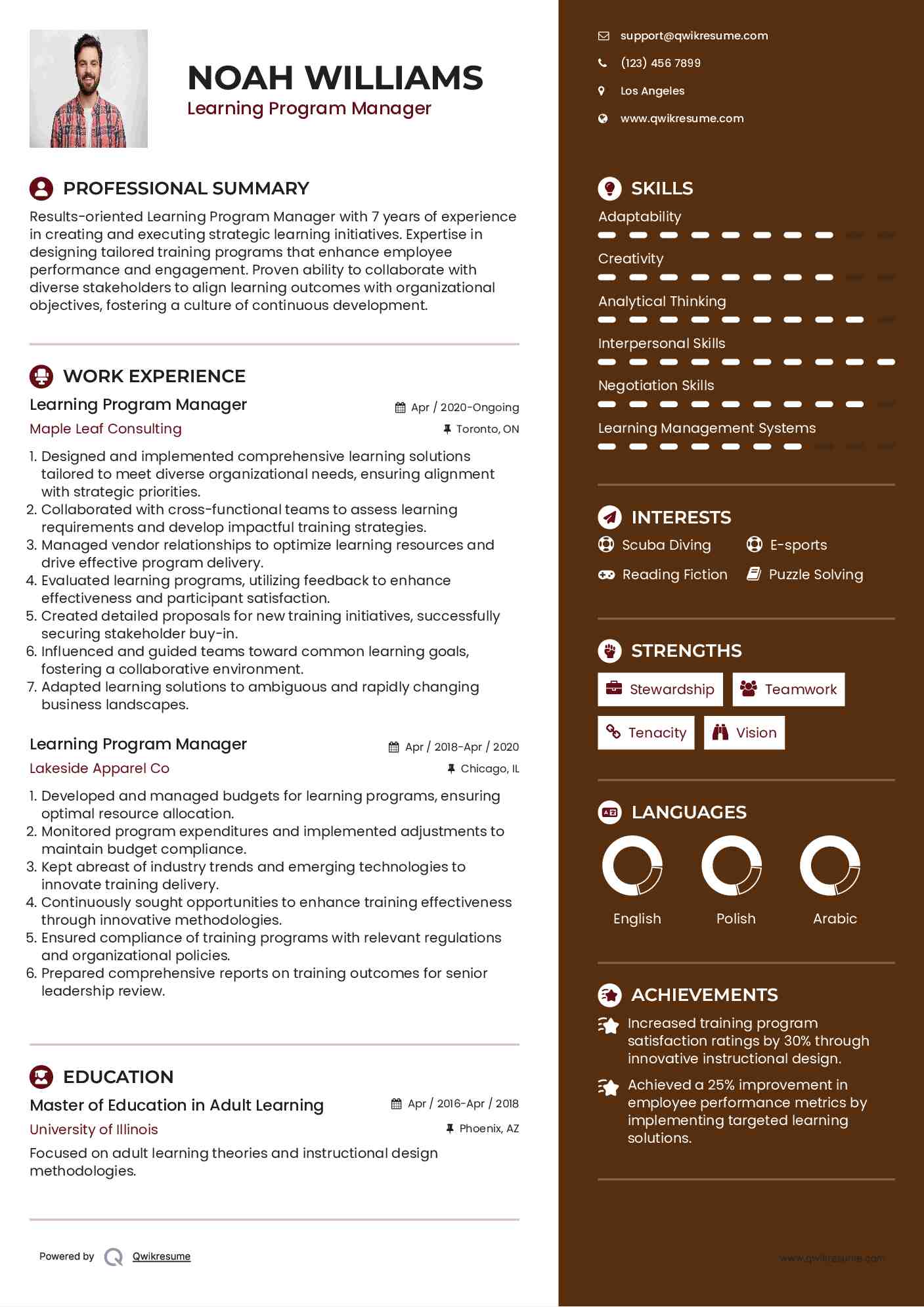 Learning Program Manager Resume Template