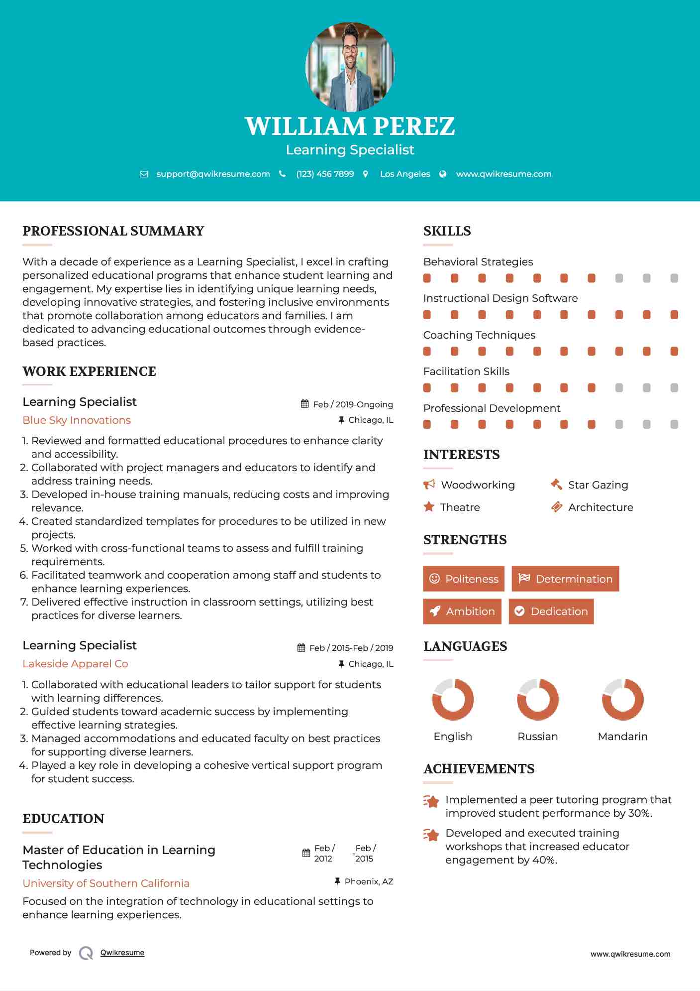 Learning Specialist Resume Template