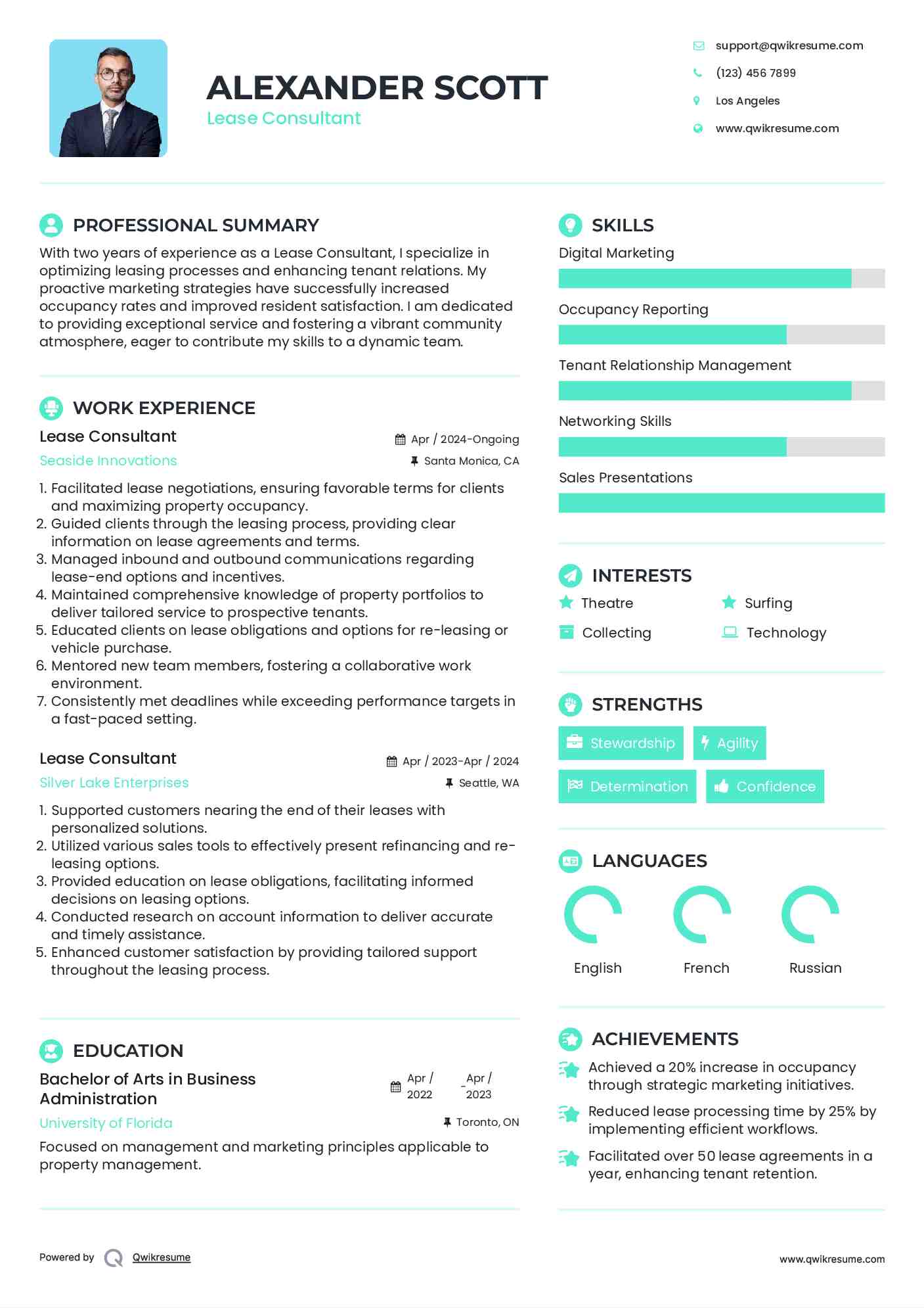 Lease Consultant Resume Template