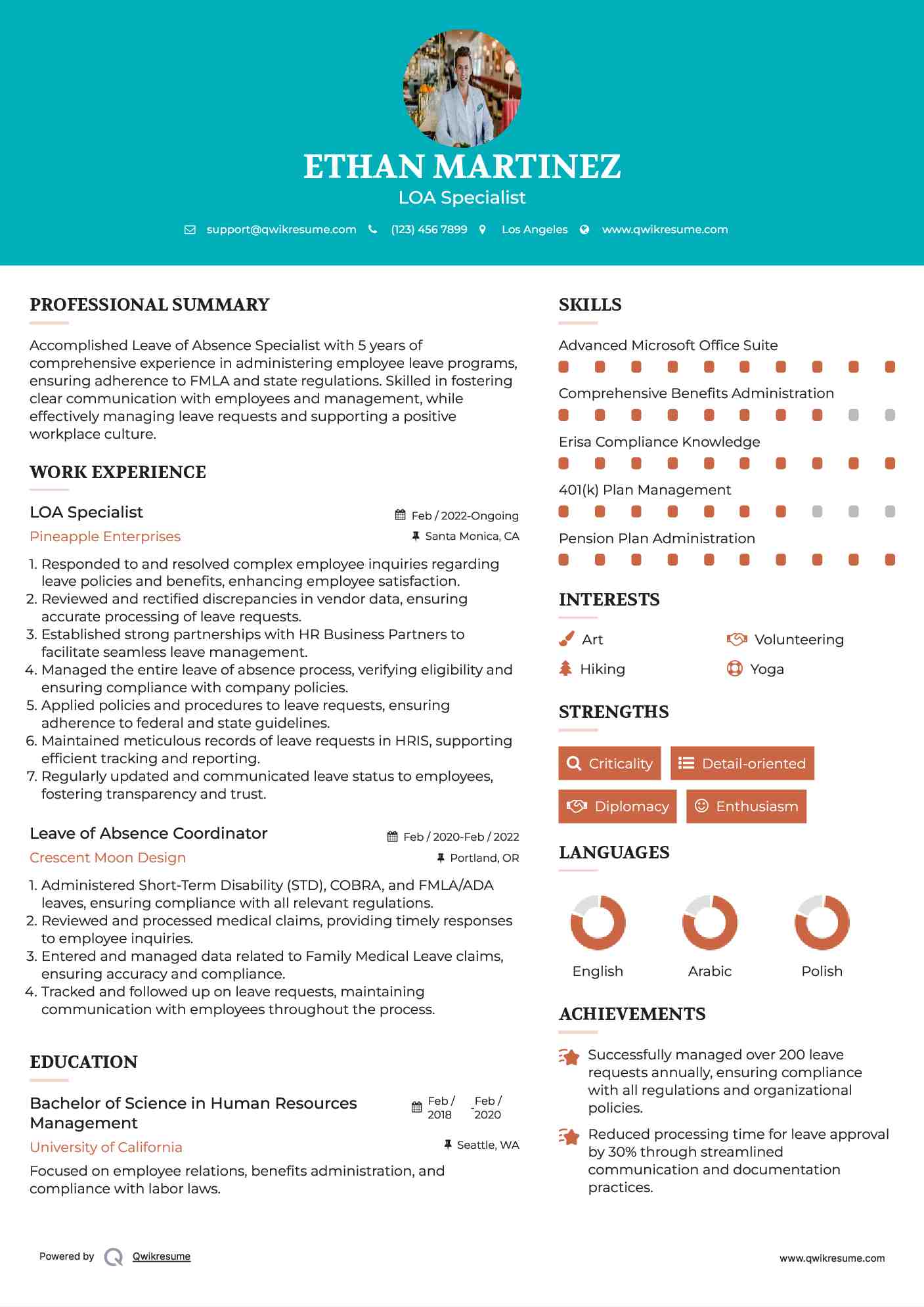 LOA Specialist
 Resume Model