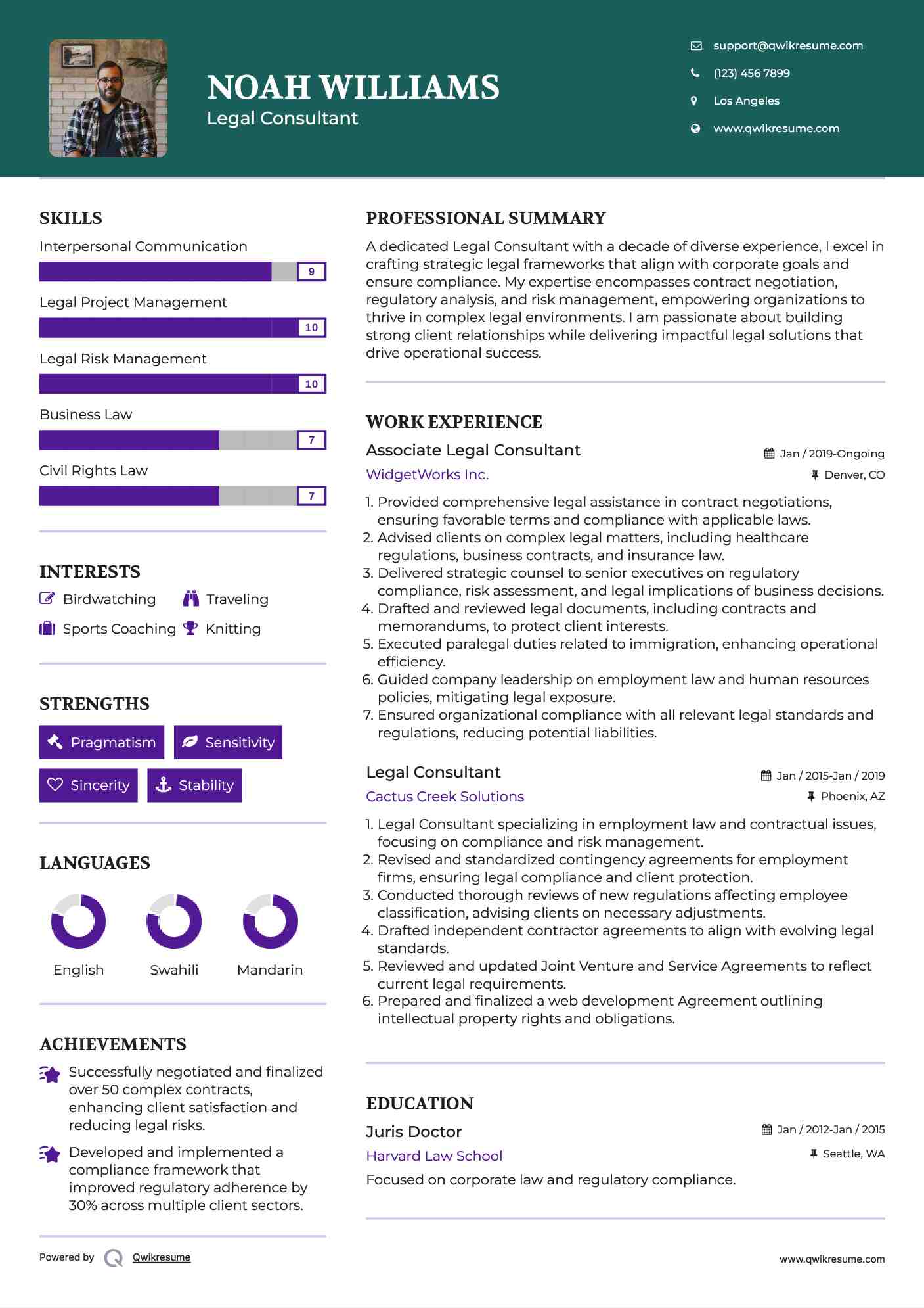 Associate Legal Consultant Resume Template