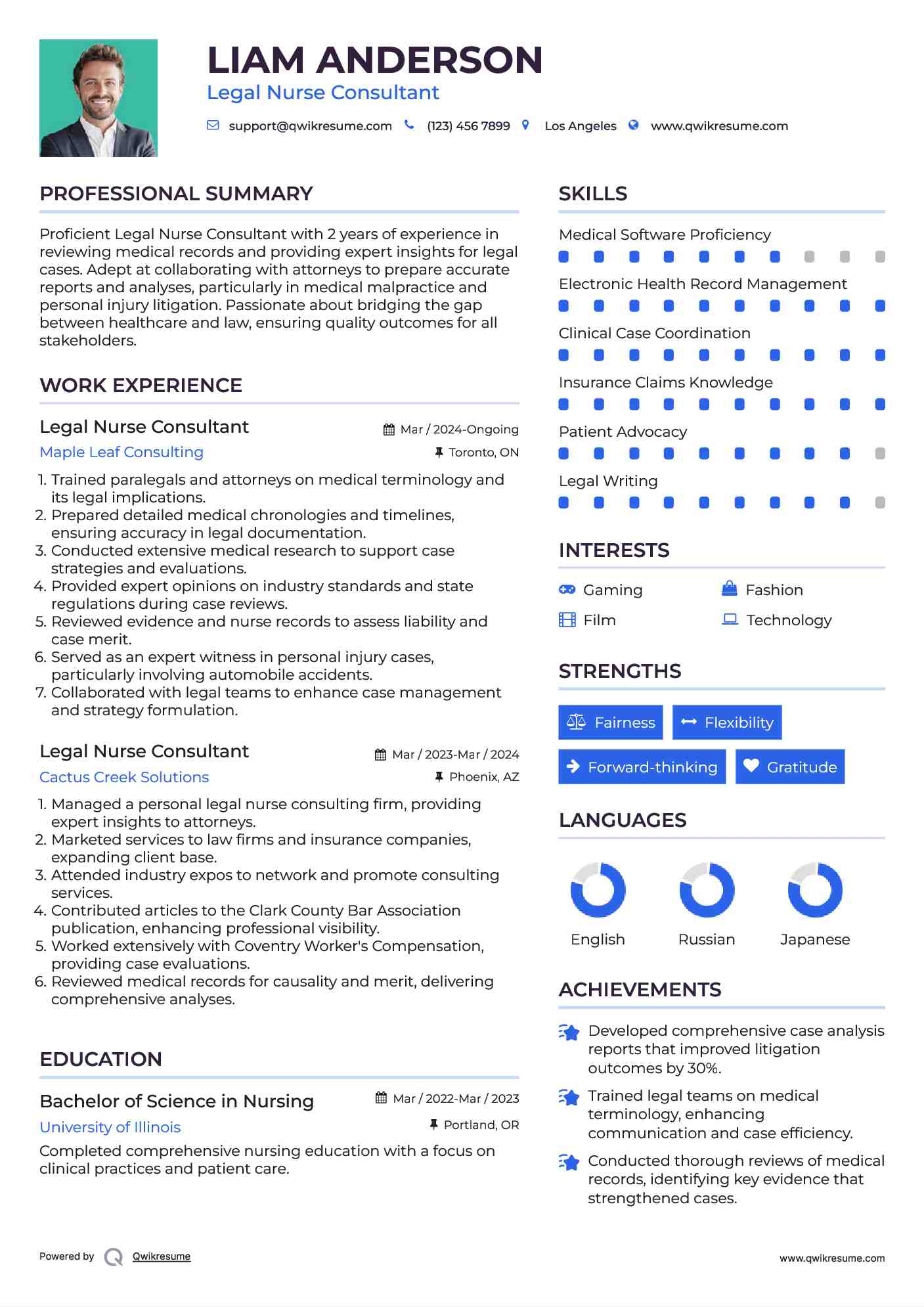 Legal Nurse Consultant Resume Template