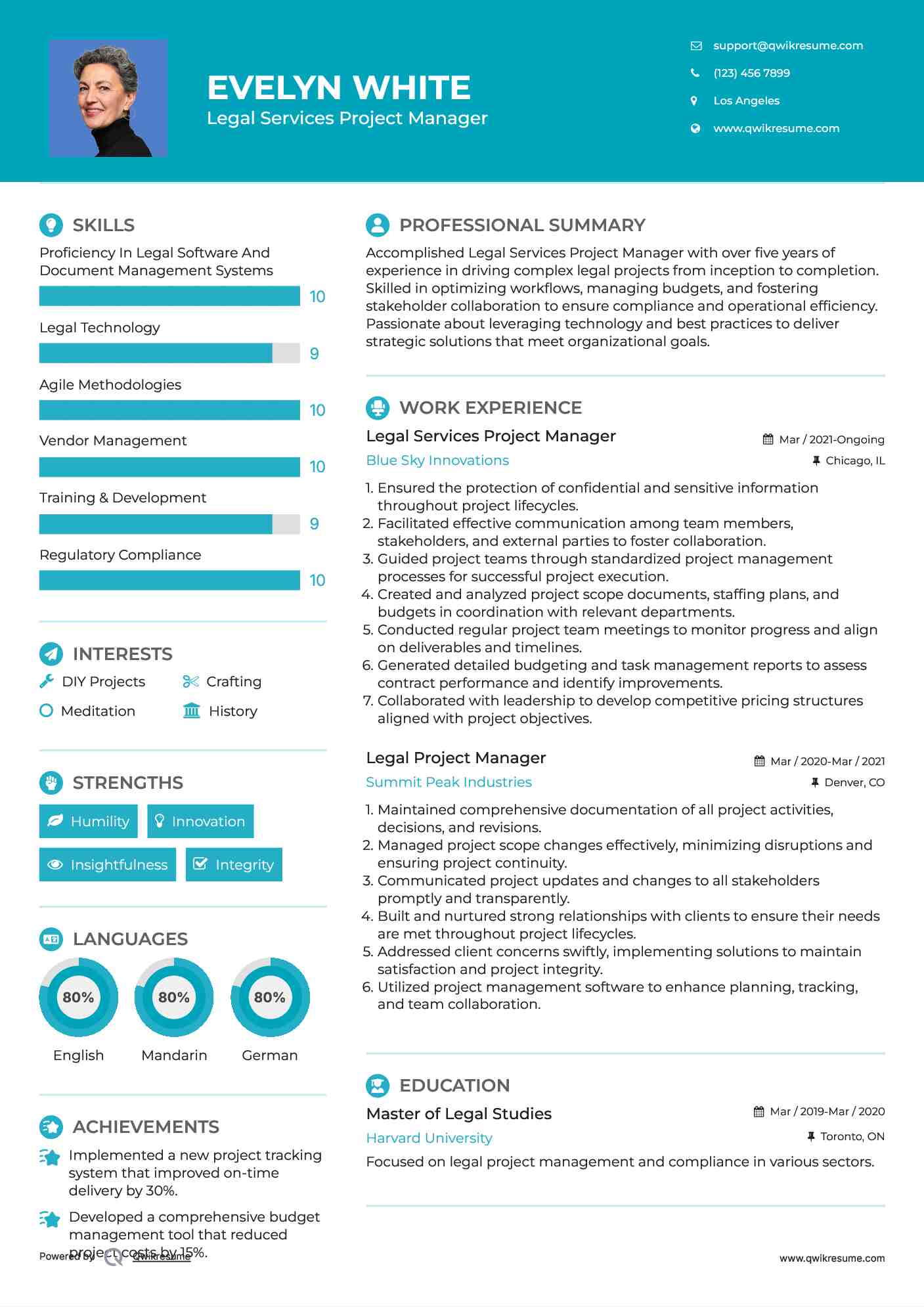 Legal Services Project Manager Resume Format