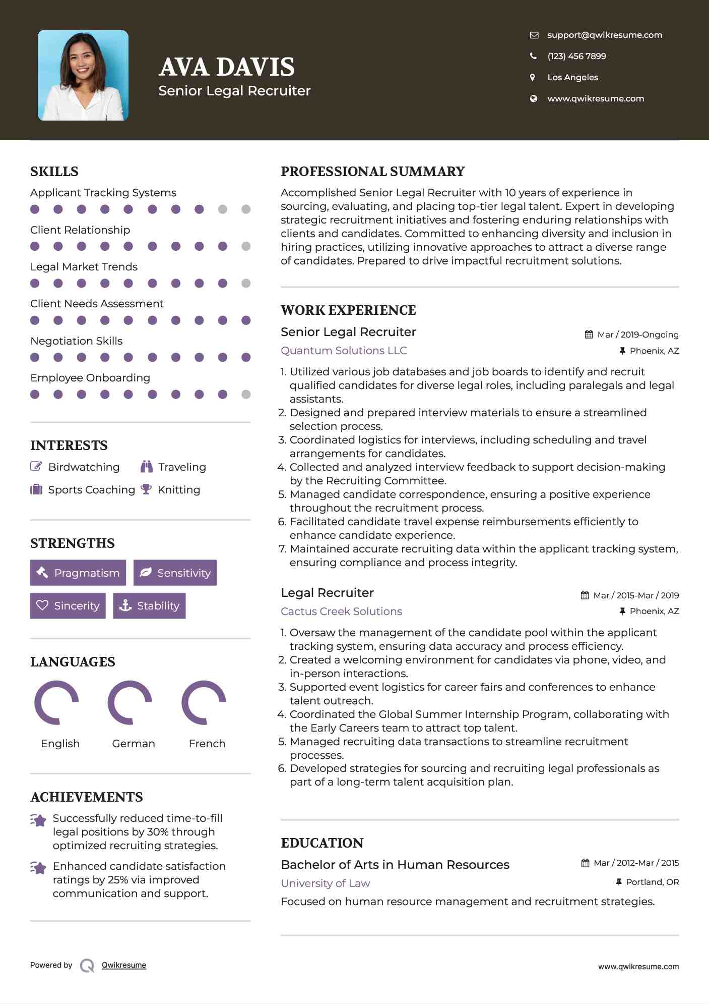 Senior Legal Recruiter Resume Template