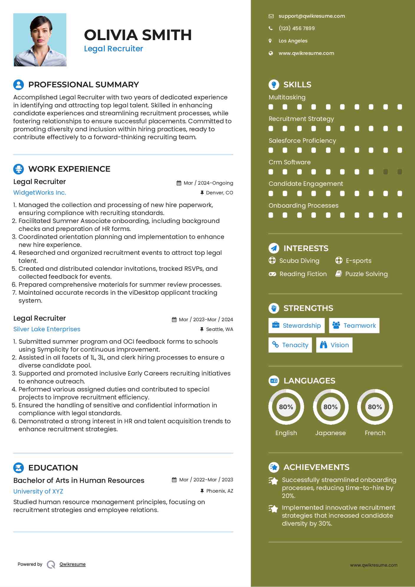 Legal Recruiter Resume Template