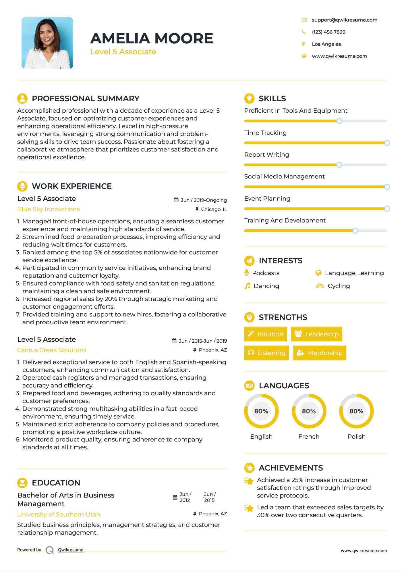 Level 5 Associate Resume Template