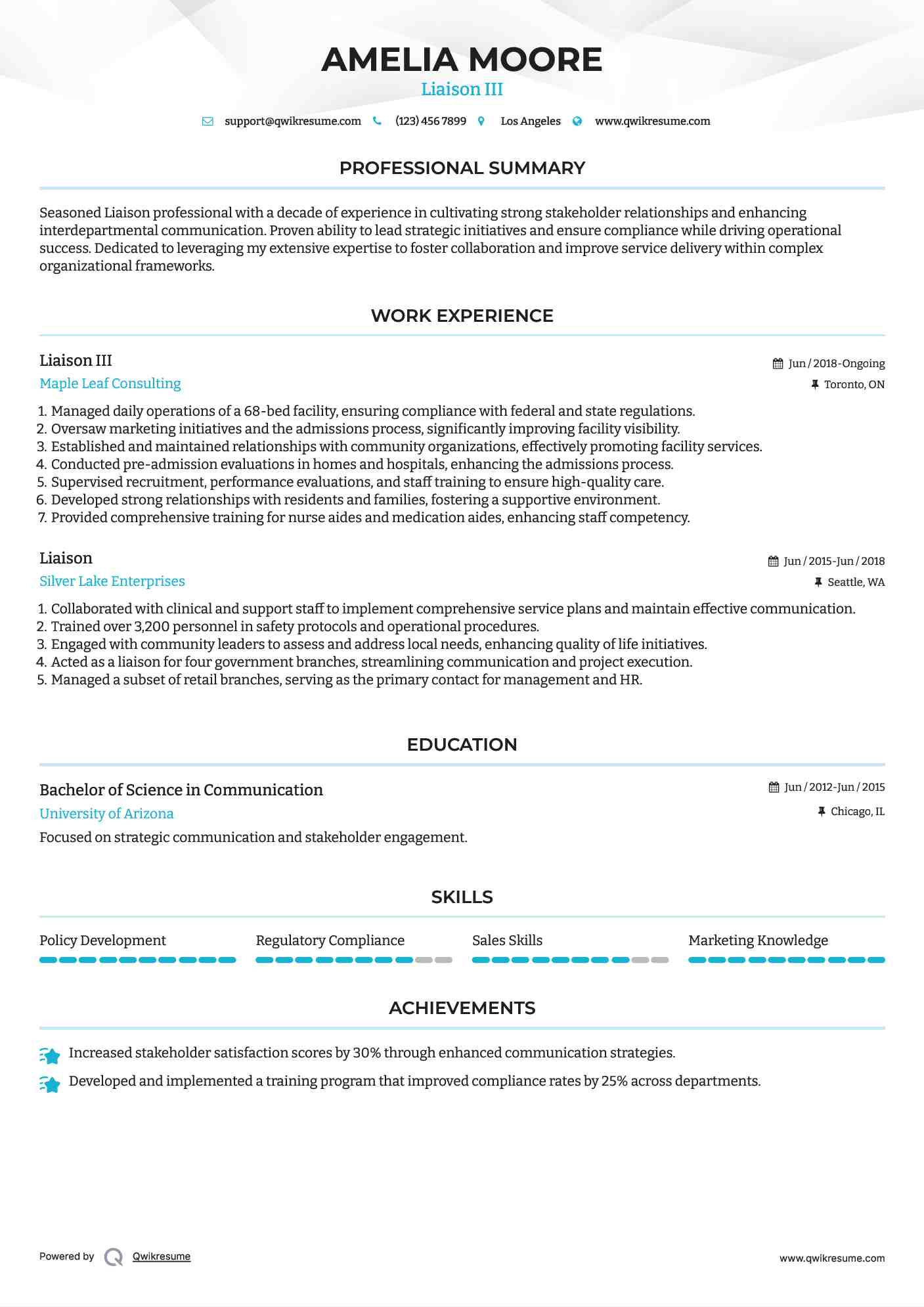 Liaison III Resume Model