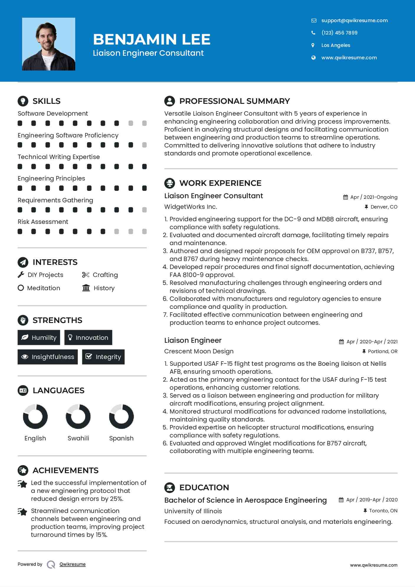 Liaison Engineer Resume Samples QwikResume