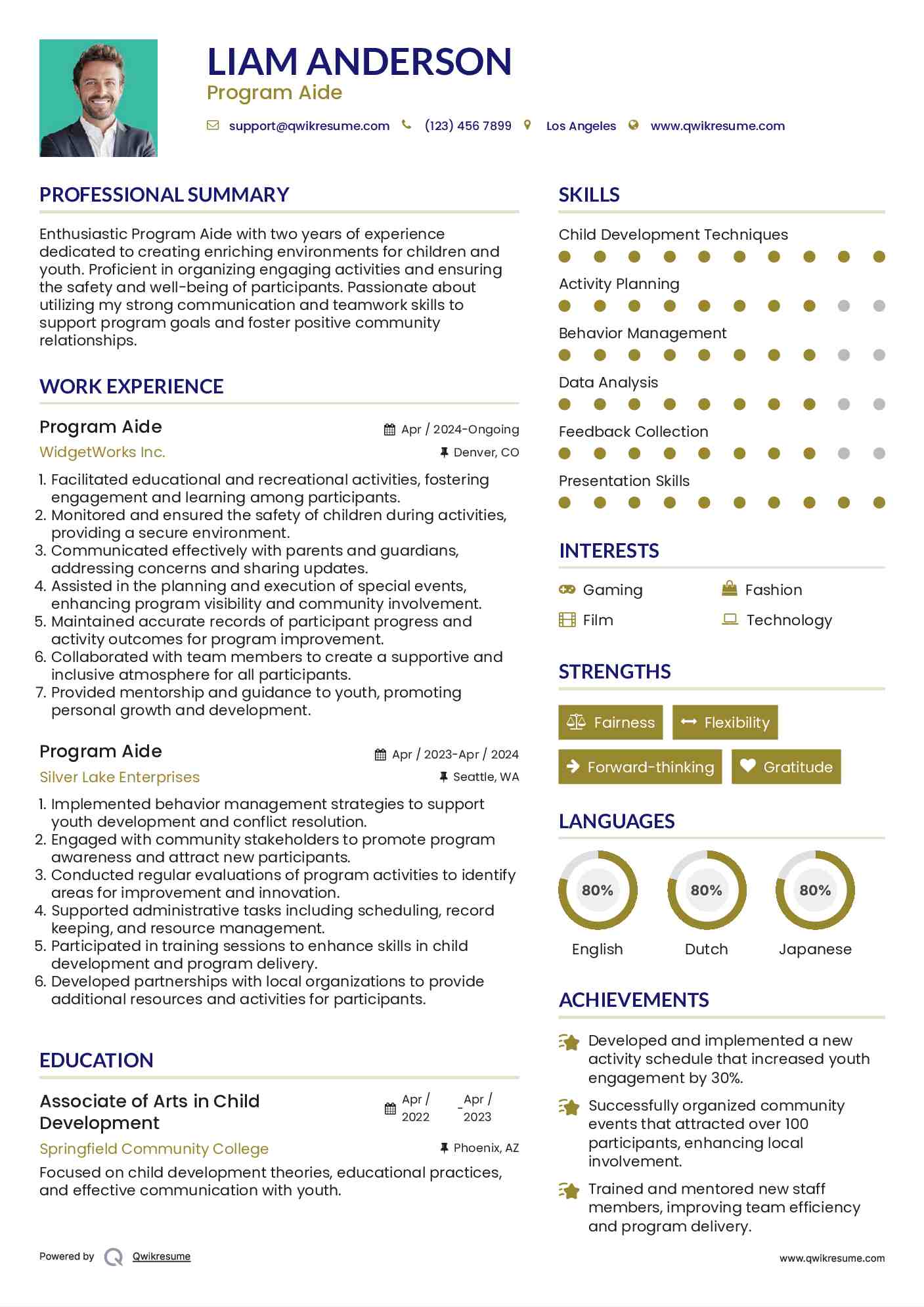 Program Aide Resume Template