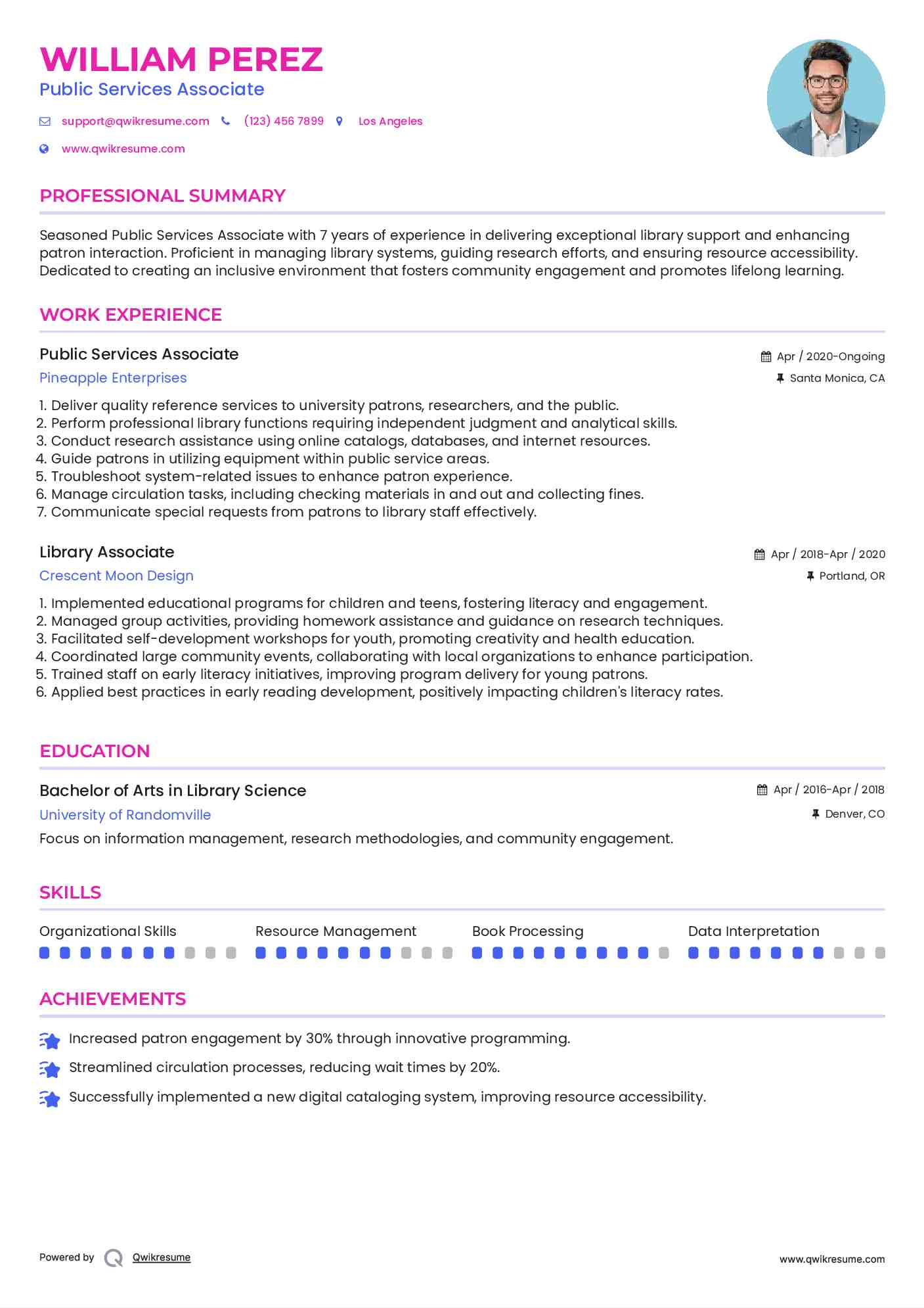 Public Services Associate Resume Format