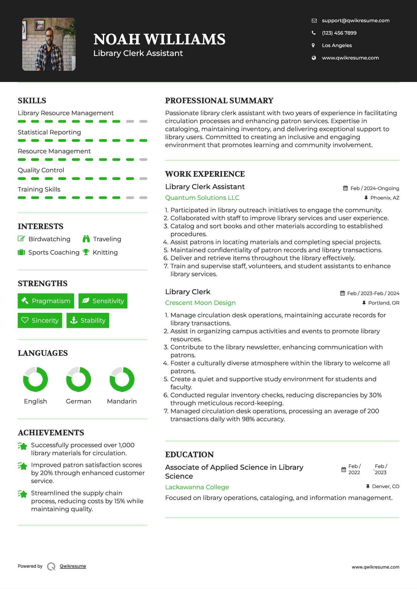 library clerk resume samples qwikresume sample library clerk resumes