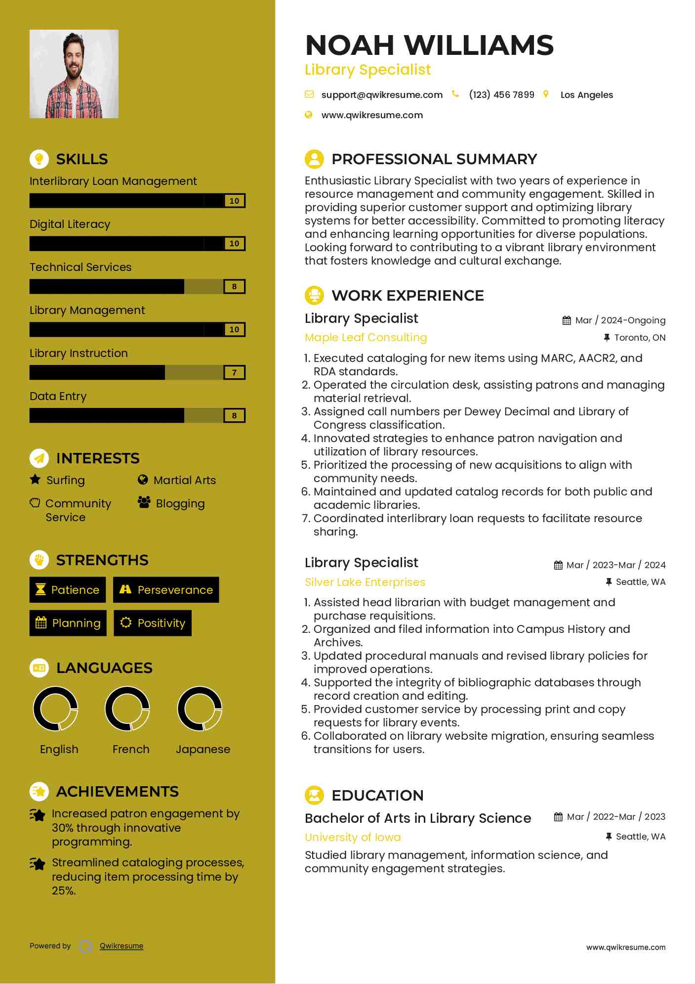 Library Specialist Resume Format